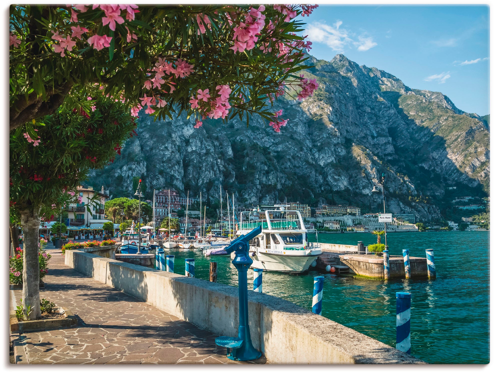 Artland Leinwandbild "Gardasee Hafen Limone sul Garda I", Europa, (1 St.), auf Keilrahmen gespannt
