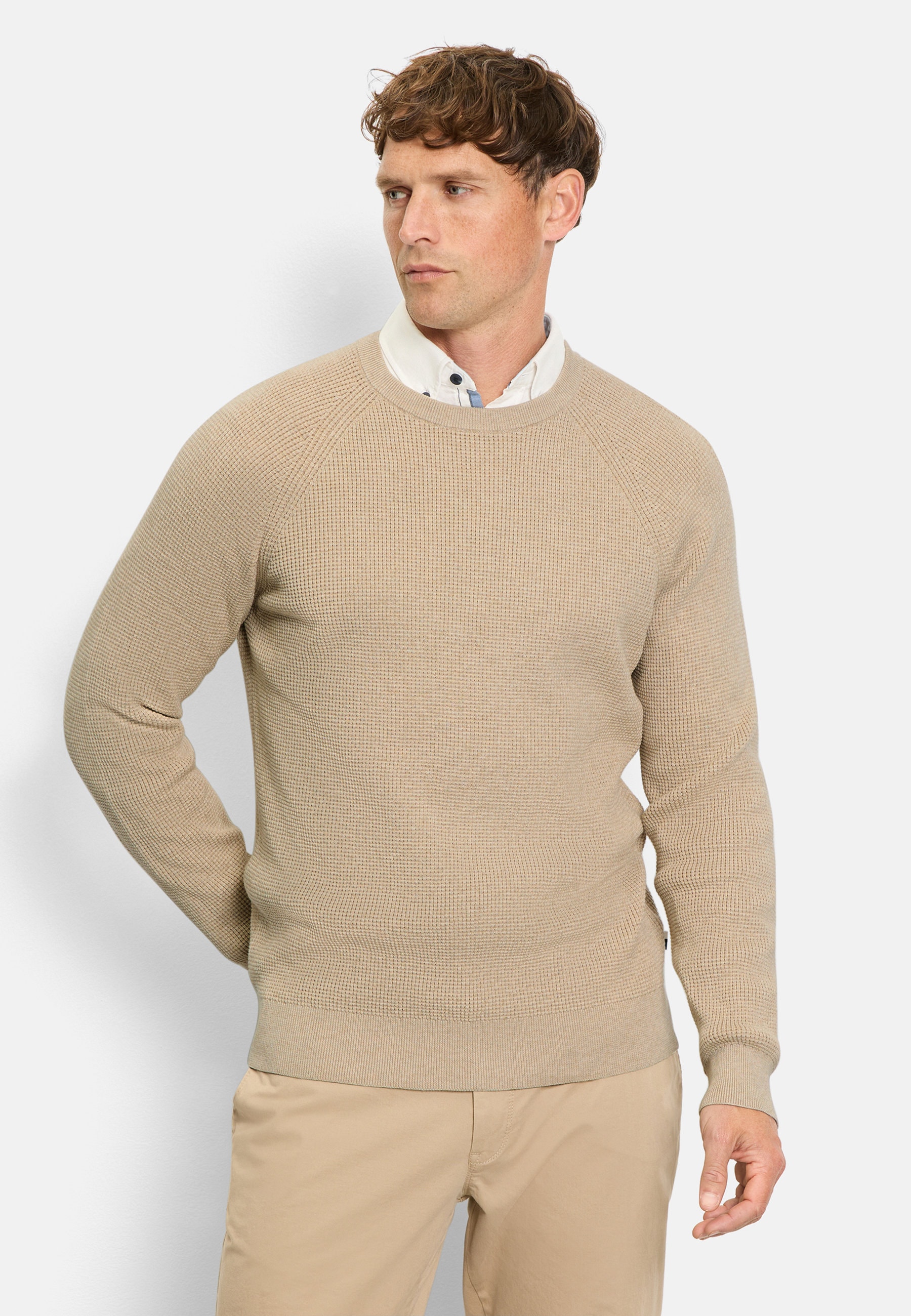 OLYMP Strickpullover "OLYMP Level Five Strick, Pullover Rundhals"