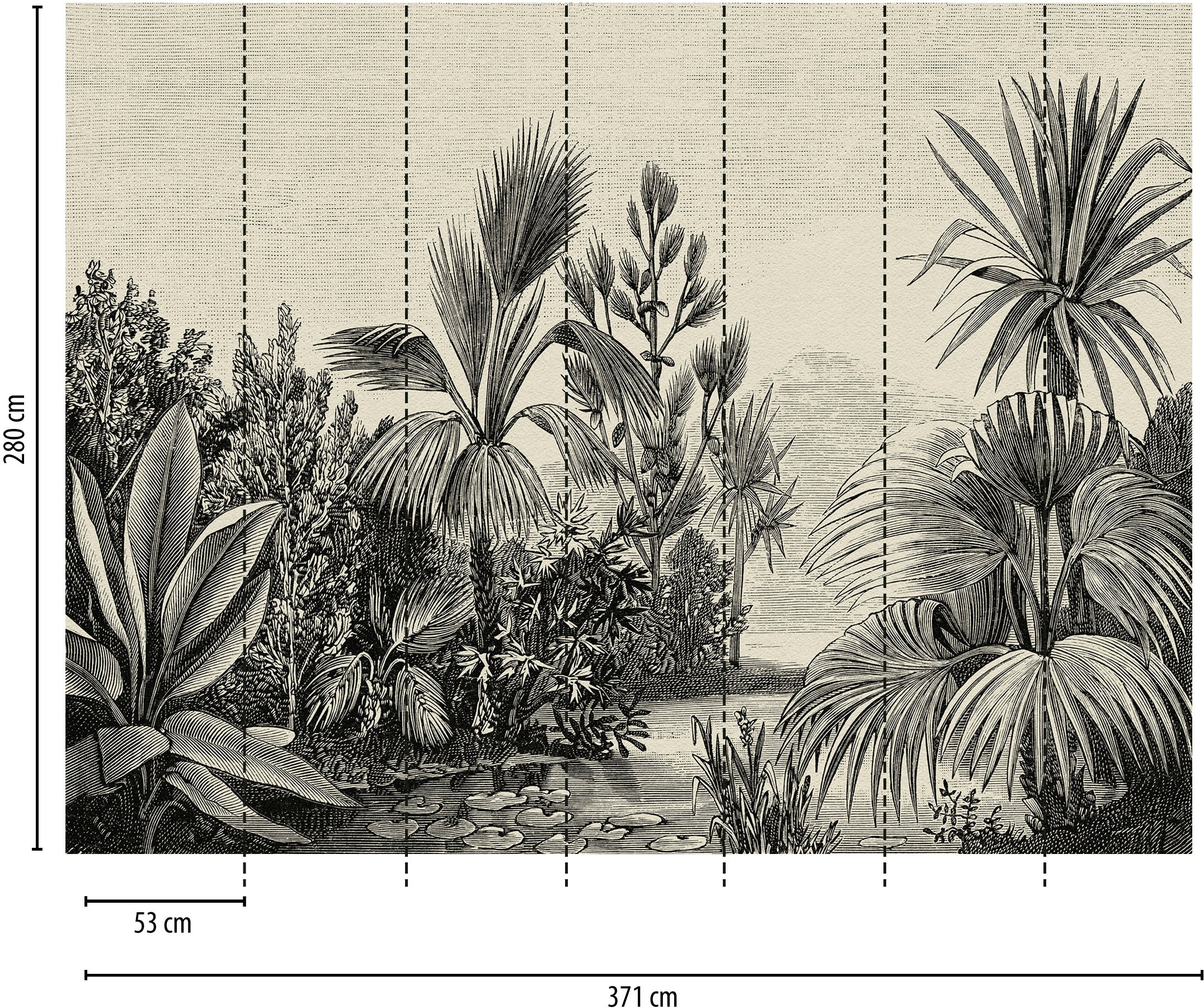 Palmen Fototapete Wall«, Schwarz Tapete Raten living auf walls botanisch-natürlich-naturalistisch, Grau | BAUR Fototapete Beige Dschungel »The