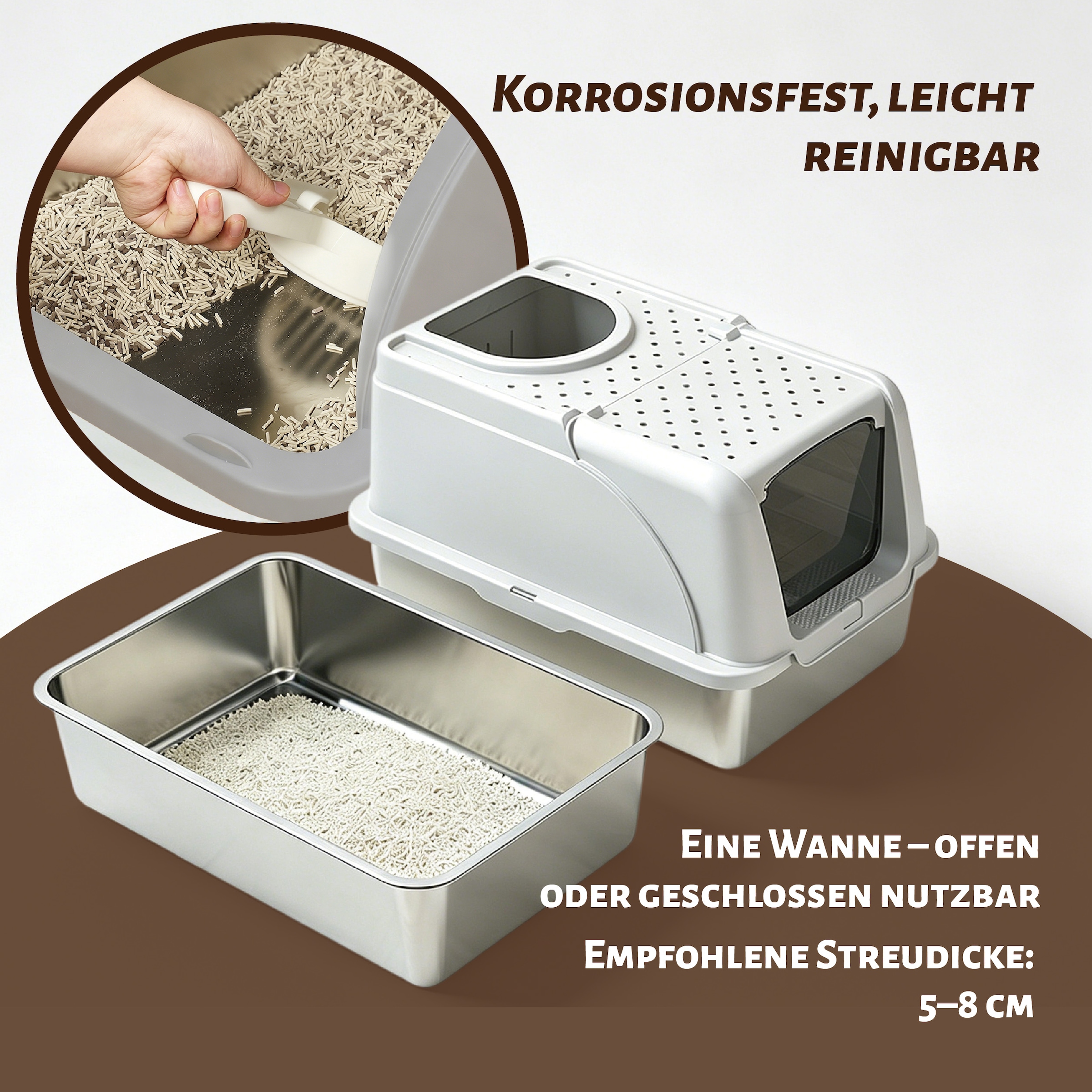 OTTO home Katzentoilette »Tidy« hochwertige Edelstahlschale – leicht zu reinigen, mit Klappdeckel
