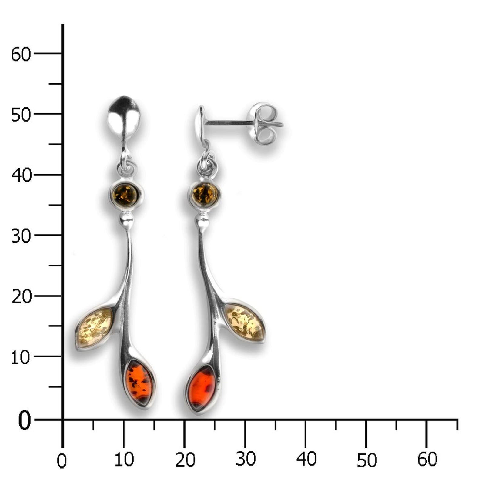 OSTSEE-SCHMUCK Wenke Sterling Silver Amber Stud Earrings Size 52 Silver 2