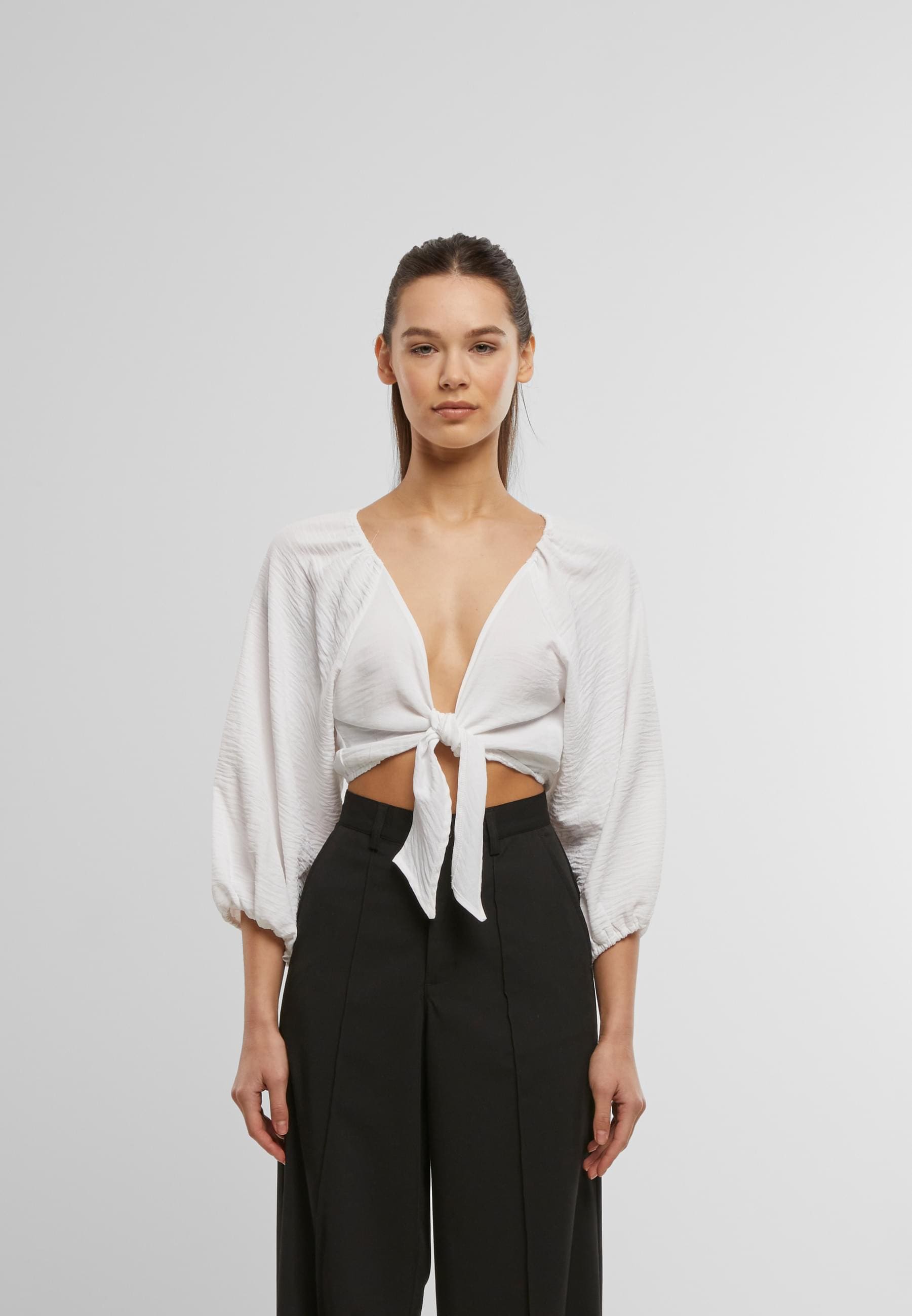 URBAN CLASSICS Klassische Bluse »Urban Classics Ladies Structured Knotted Blouse«