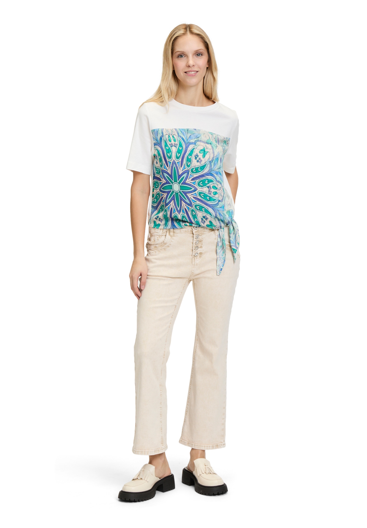 Cartoon Kurzarmshirt »Cartoon Rundhals-Shirt mit Schleifenknoten«, (1 tlg.), Materialmix
