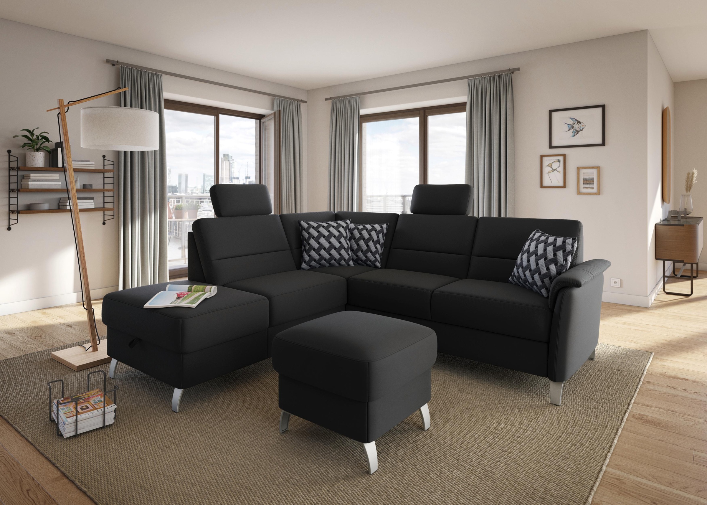 sit&more Ecksofa »Palmera L-Form«, Federkern, wahlweise mit Bettfunktion und mit/ohne Stauraum