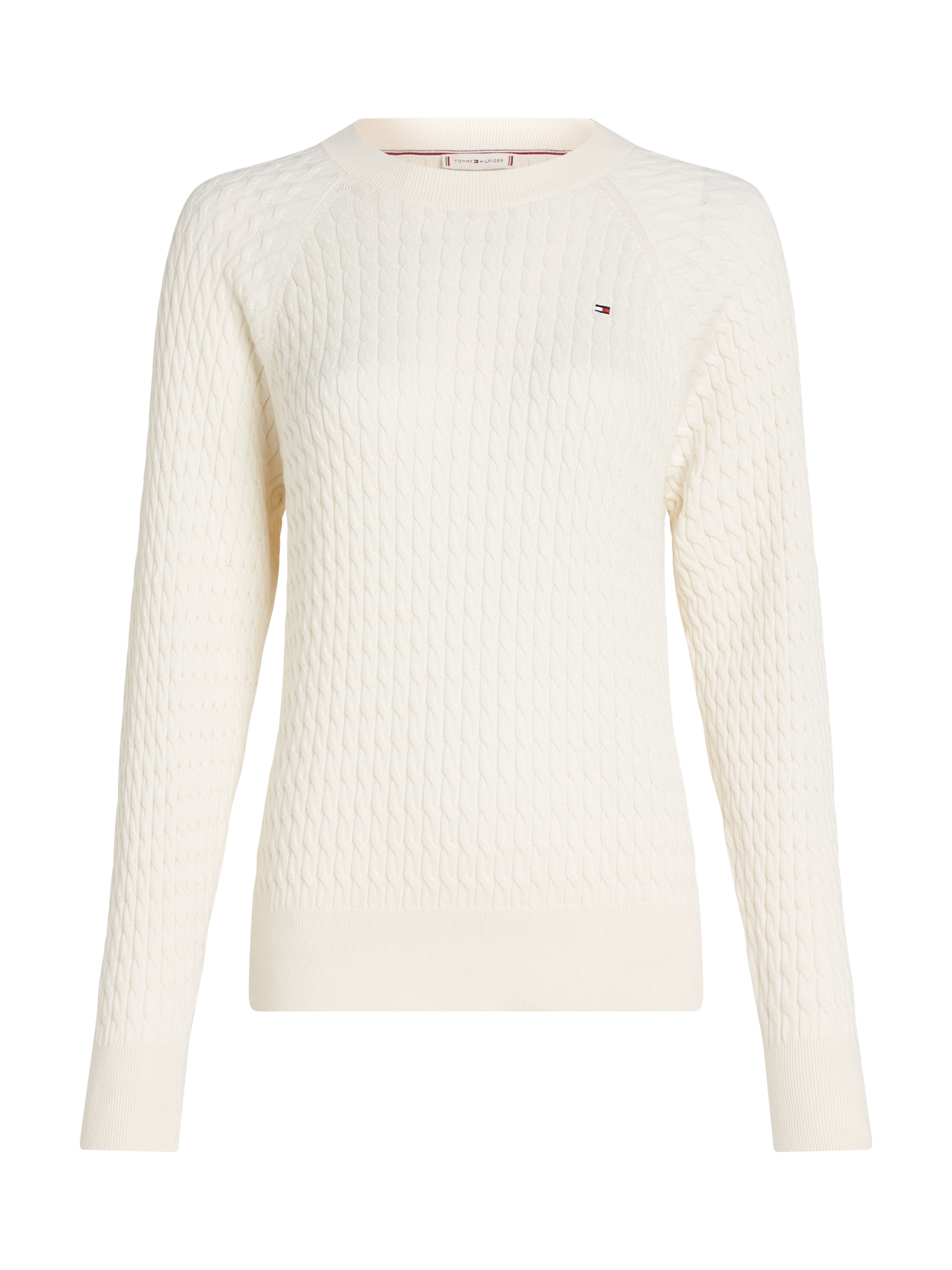 Tommy Hilfiger Rundhalspullover »CO CABLE C-NK SWEATER«, mit Zopfmuster