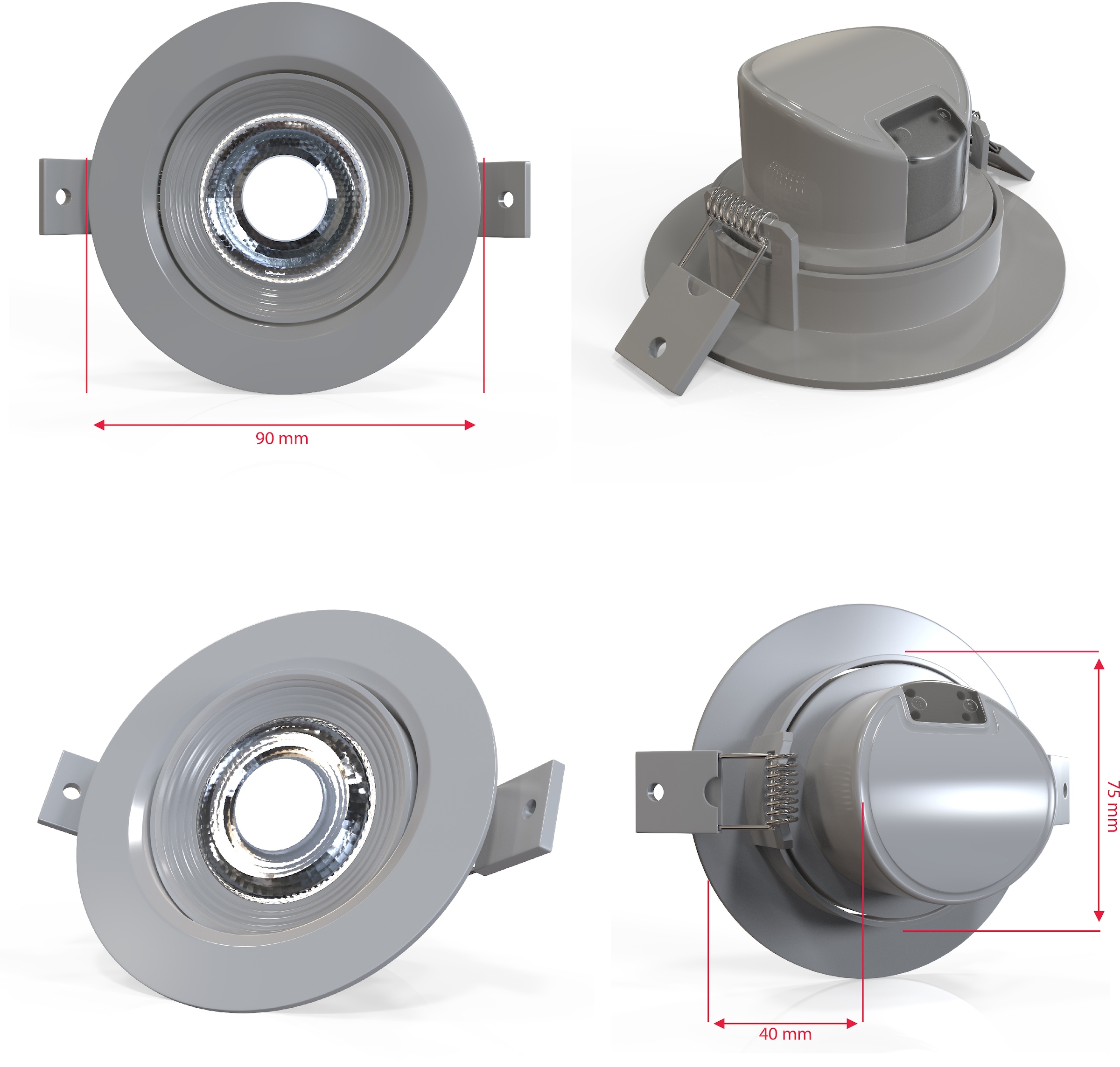 B.K.Licht LED Einbauleuchte »Alcor«, 5 flammig, Leuchtmittel LED-Board | LED fest integriert, LED Einbaustrahler, Spots, Strahler, Panel, flach, Einbauleuchte, 90mm