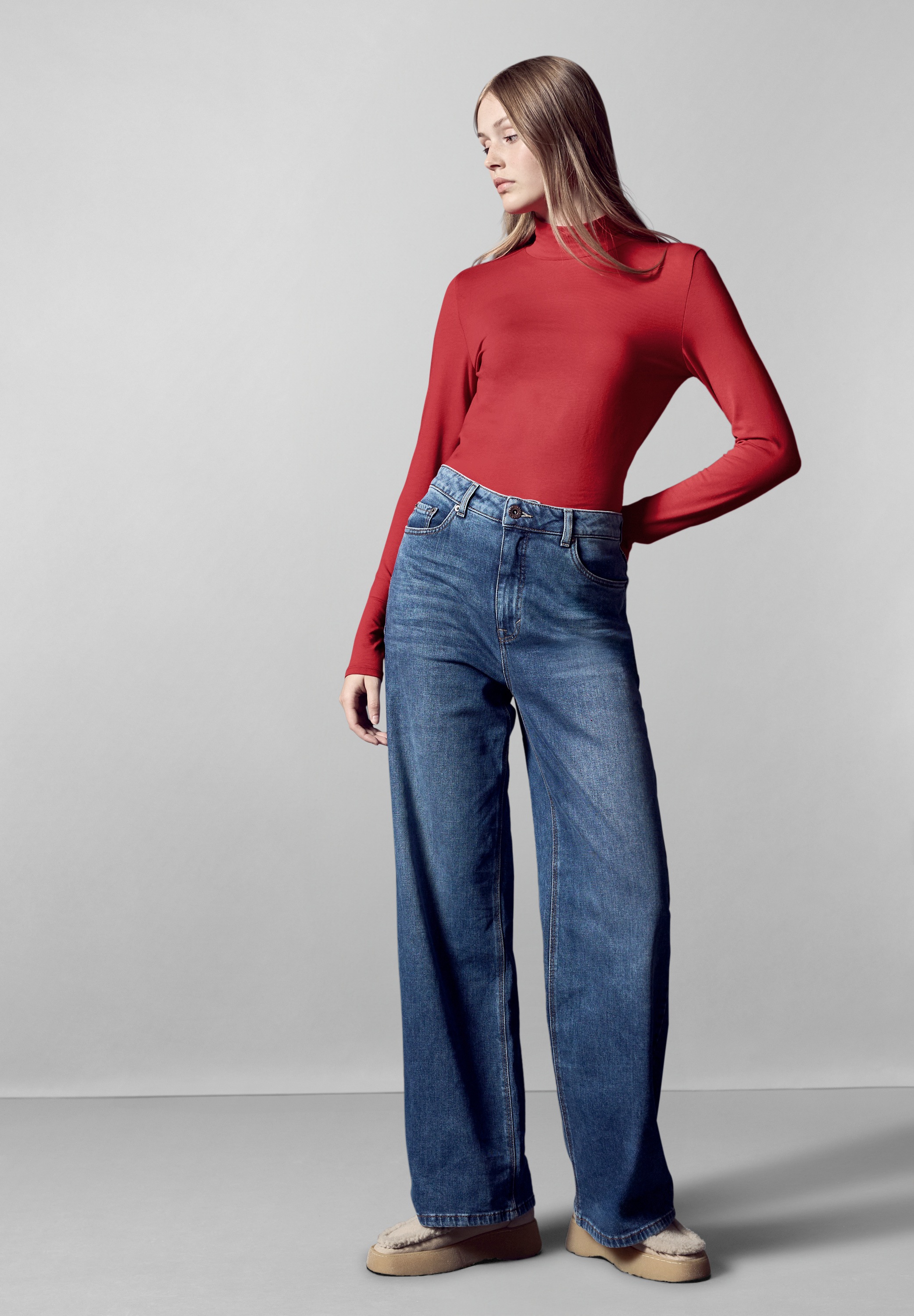 STREET ONE STUDIO Langarmshirt, aus Baumwolle mit Stretchante