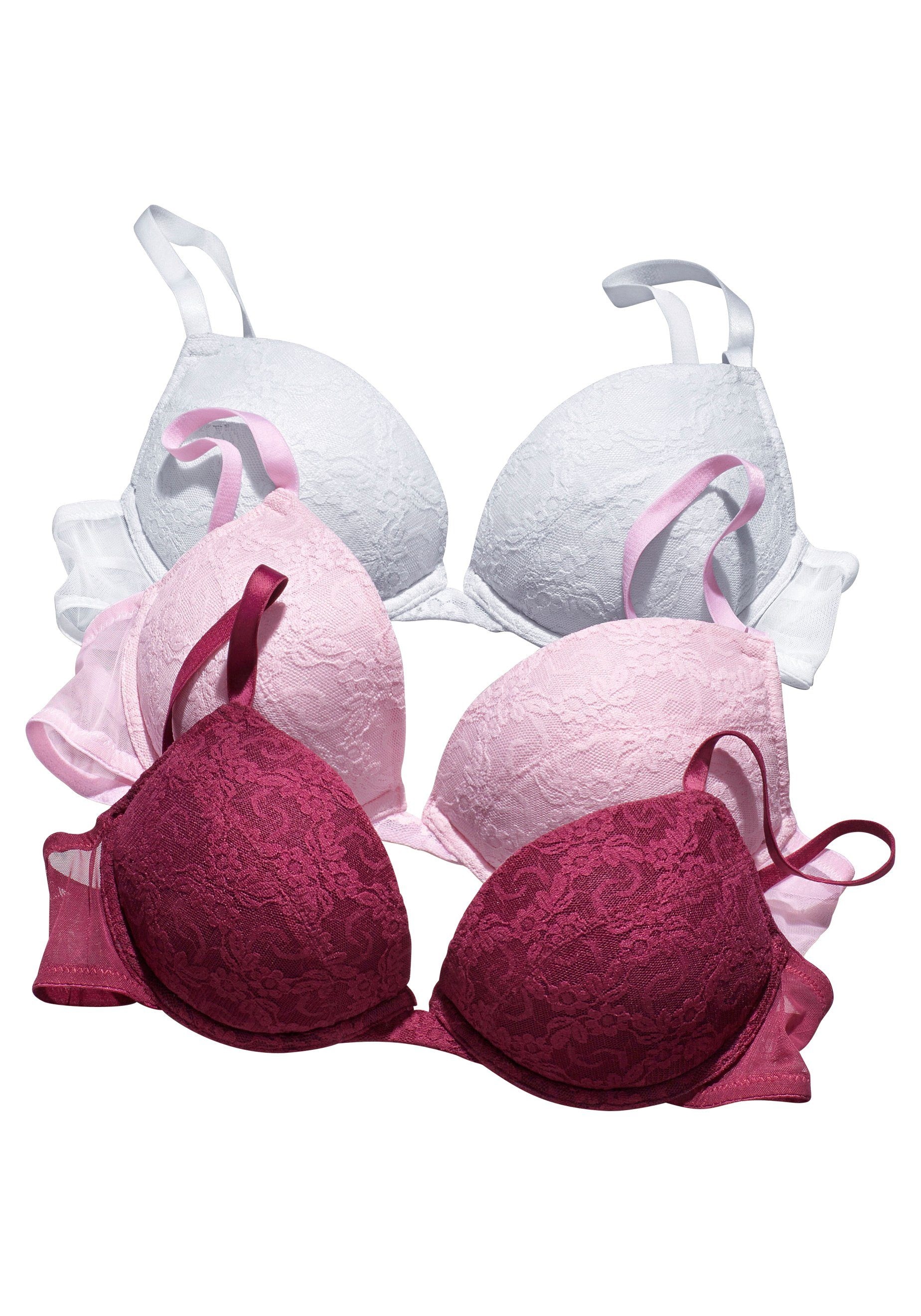 petite fleur by Lascana Push-up-BH Packung, 3 Stück, mit Bügel und herausnehmbaren Kissen, Dessous