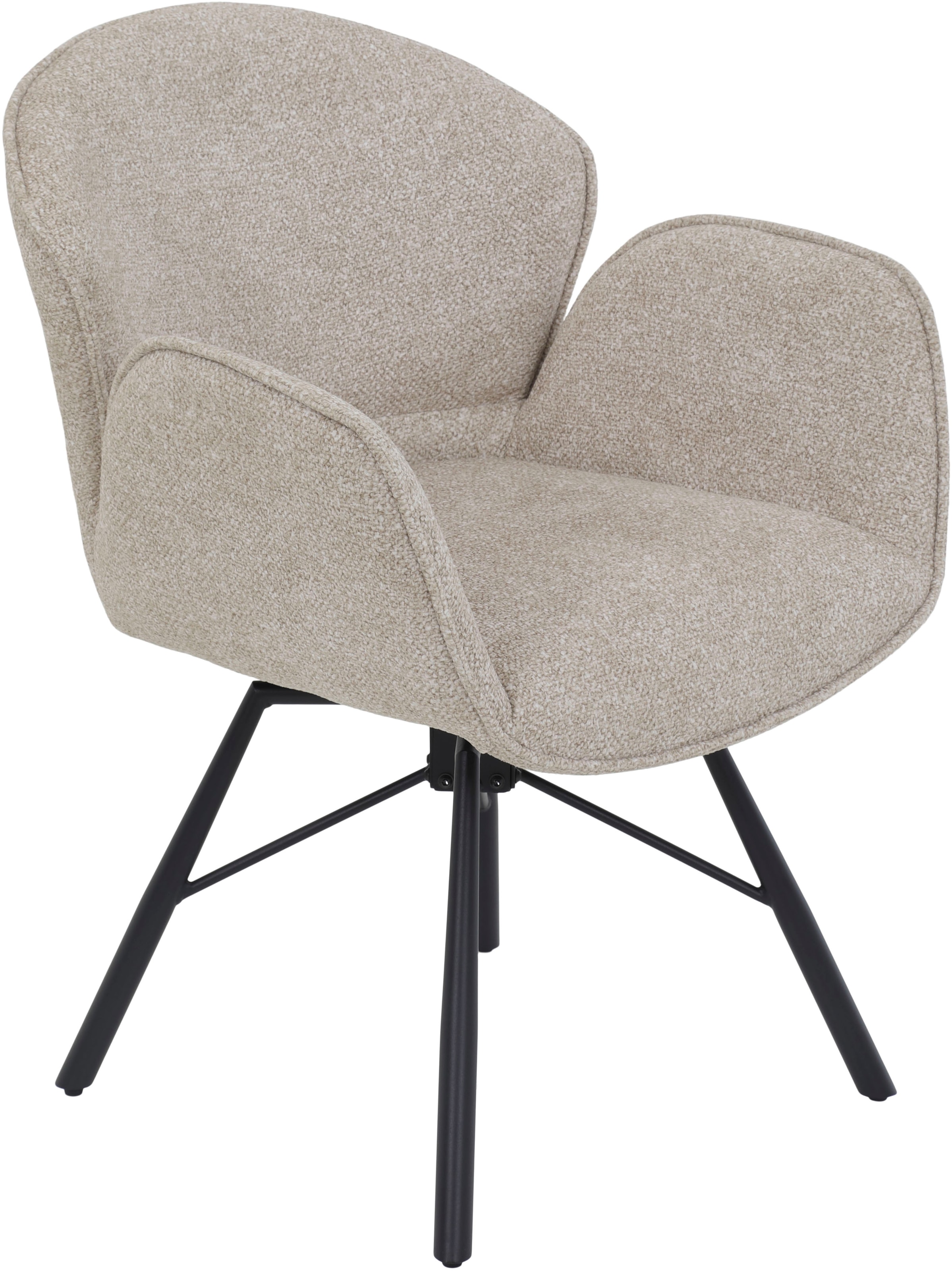 HELA 4-Fußstuhl »BRISTOL, Armlehnen Stuhl, Sessel, Esszimmerstuhl«, (Set), 2 St., Microfaser-Bouclé, 360° drehbar mit Auto-Return,gepolstert,Boucléoptik,Armlehnen