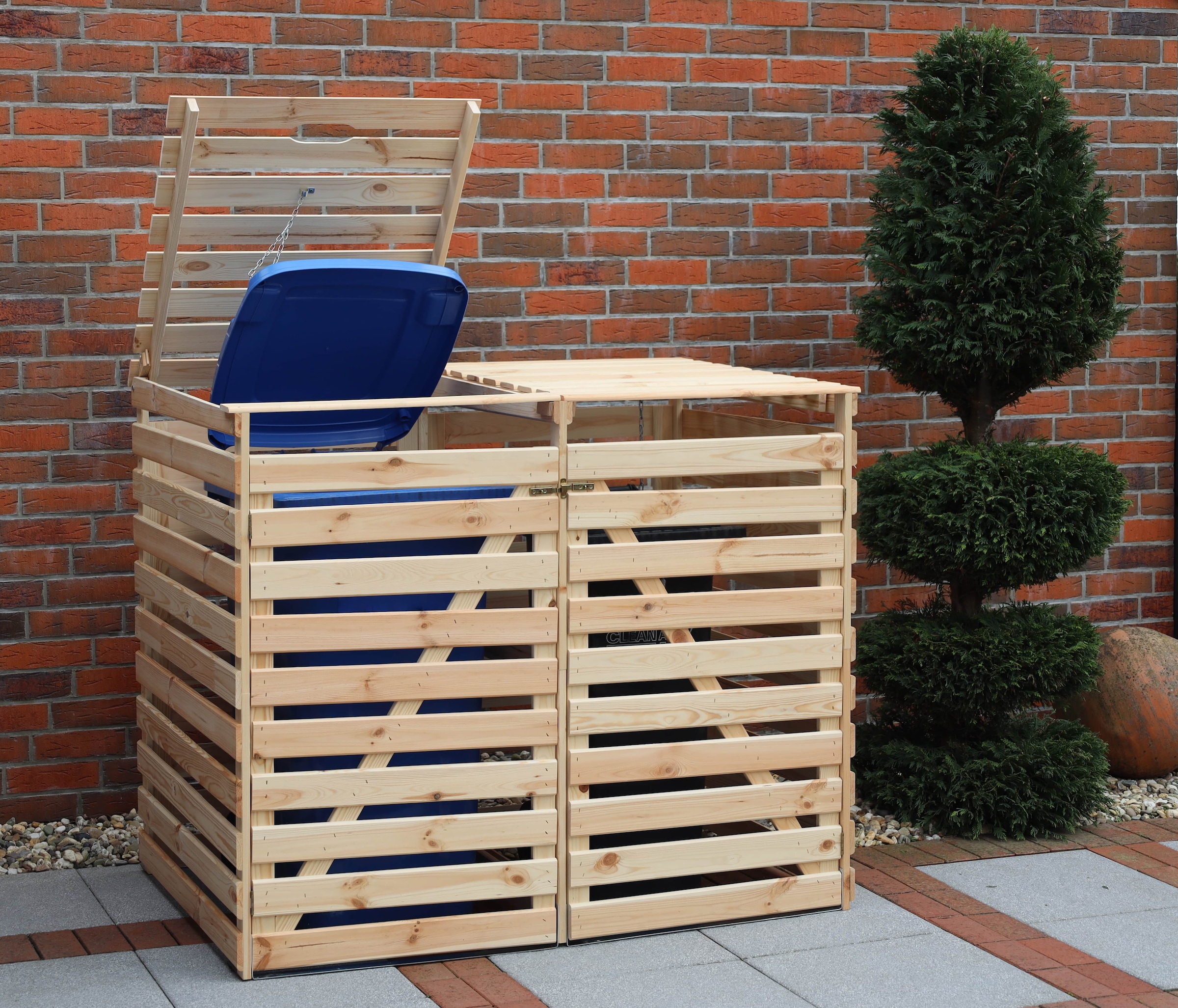 promadino Mülltonnenbox »Vario V«, für 2 x 240 l, holzfarben