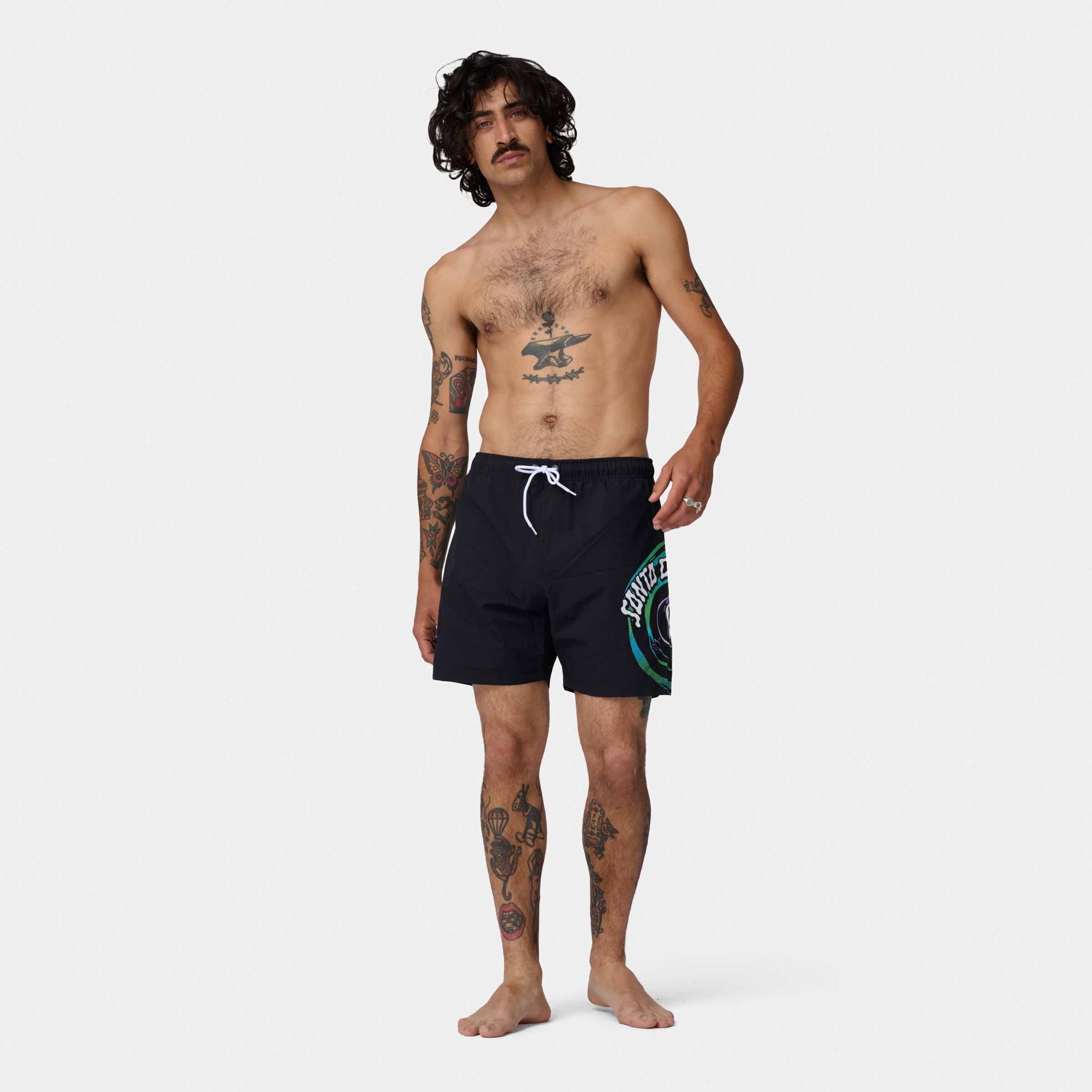 Badeshorts SANTA CRUZ "WINKOWSKI VERTIGO SWIMSHORTS", Herren, Gr. L, N-Gr, schwarz, Obermaterial: 100% Polyester, Badehosen Badeshorts, für sportliche Aktivitäten, leichtes Polyester, sportlicher Stil 3