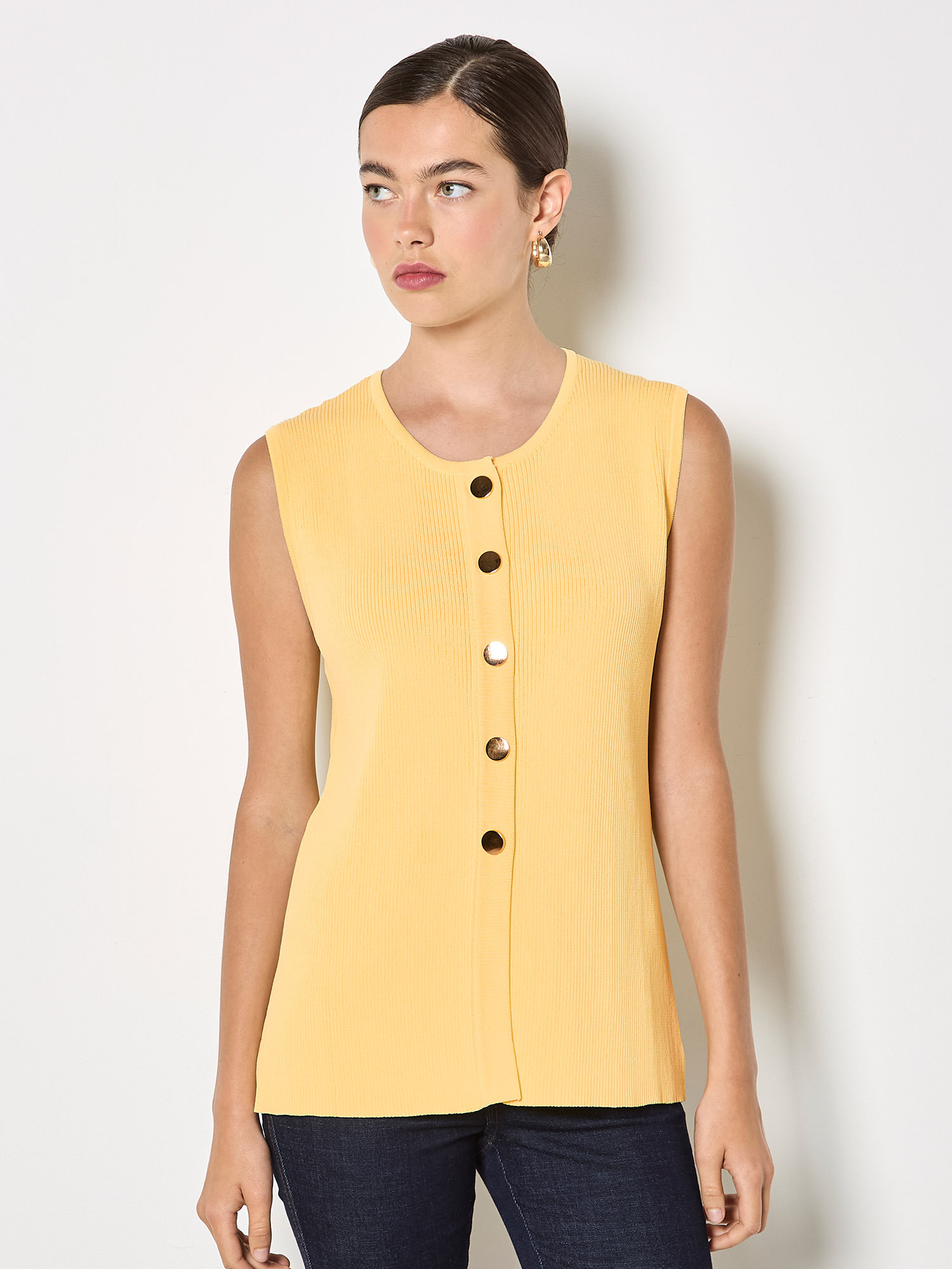 Apricot Stricktop "Weste aus geripptem Strick" mit Knopfleiste
