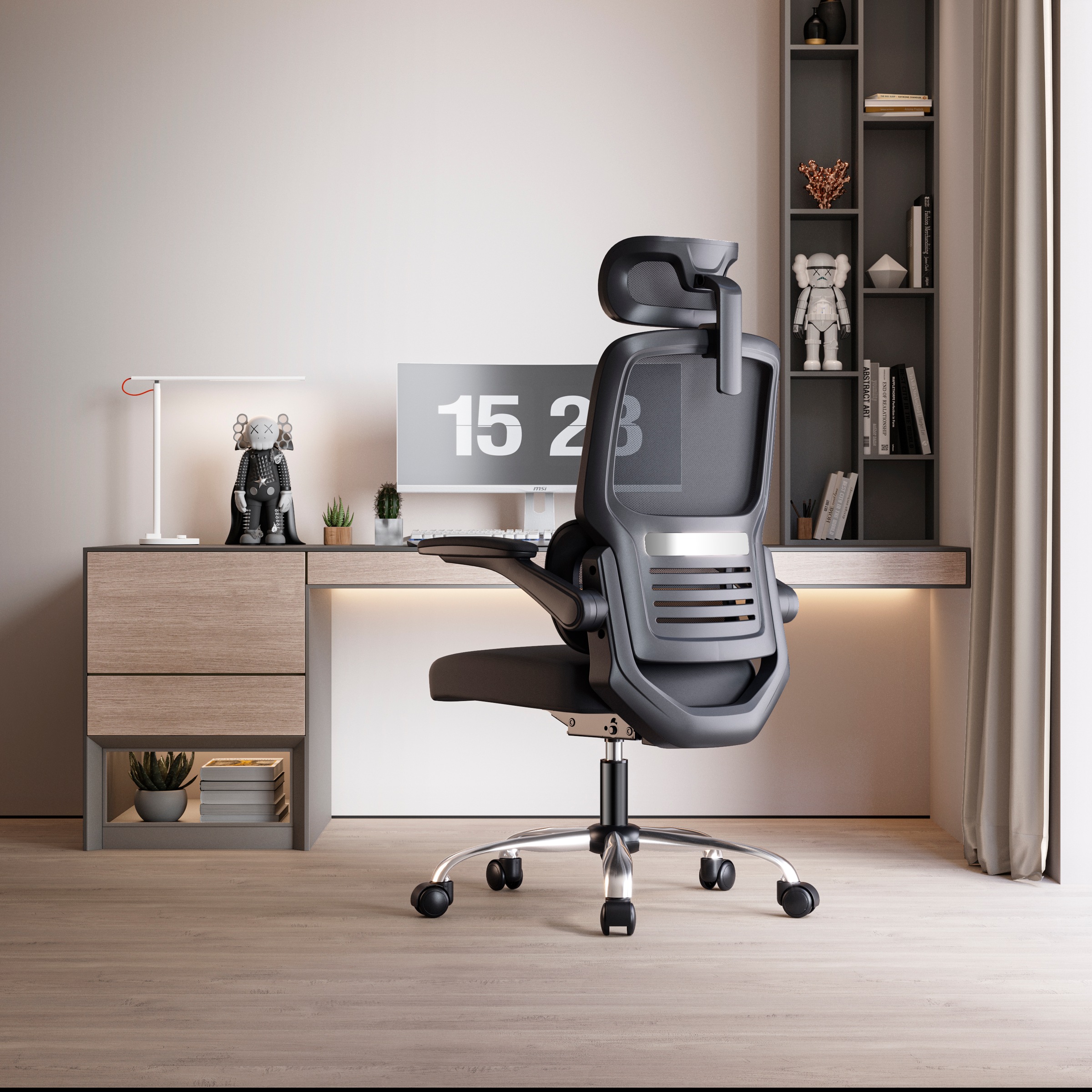 Places of Style Bürostuhl »FABION«, mit Lordoseunterstützung, verstellbare Kopfstütze, klappbare Armlehnen
