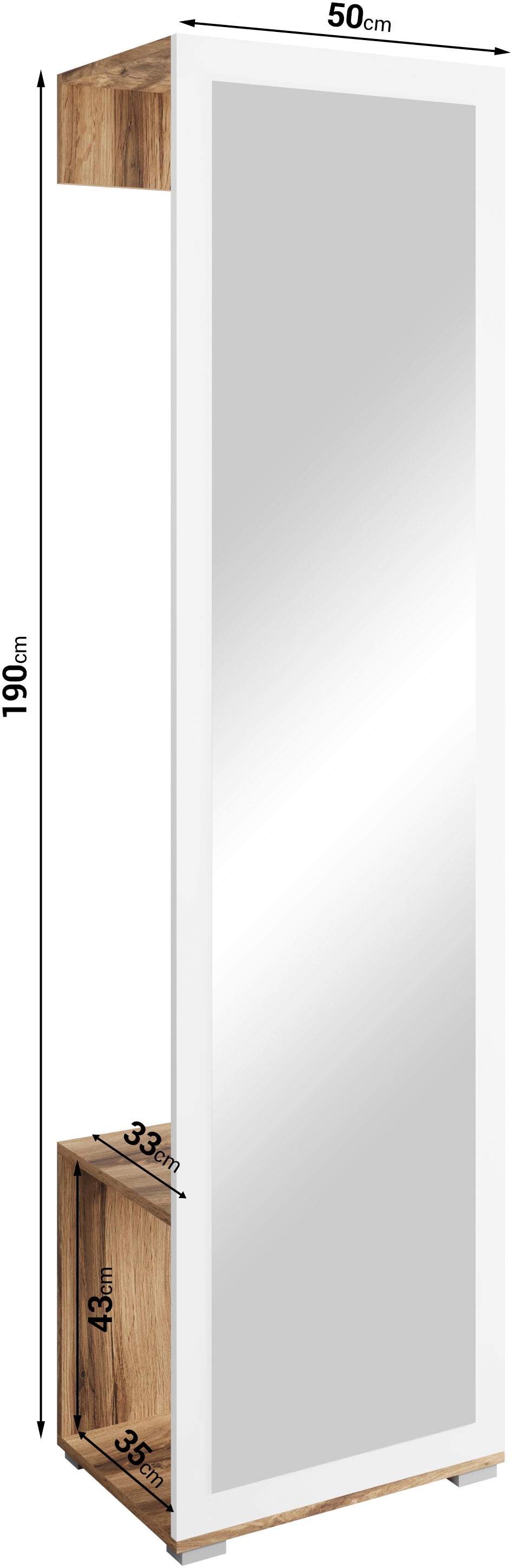 INOSIGN Garderobenschrank »Paris«, mit (Höhe BAUR cm) 1 Kleiderstange | Frontspiegel und 1 190