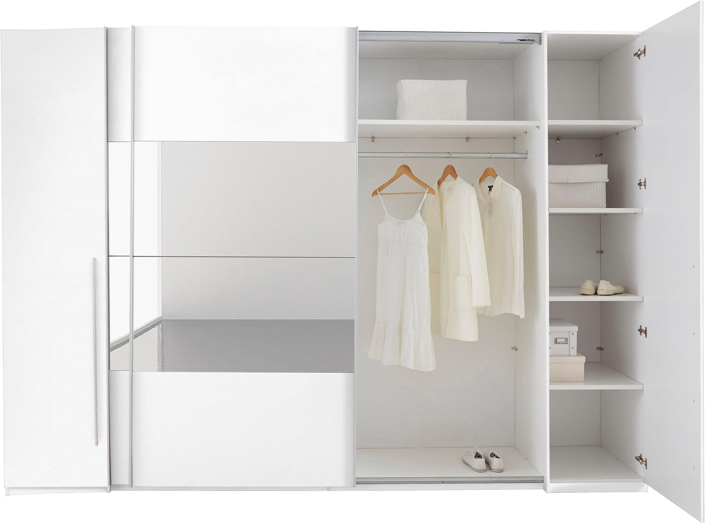 Schlafkontor Schwebetürenschrank »Kleiderschrank Drehtürenschrank Schrank Garderobe MEGA«, mit Dreh- und Schwebetüren und Spiegel, viele Böden