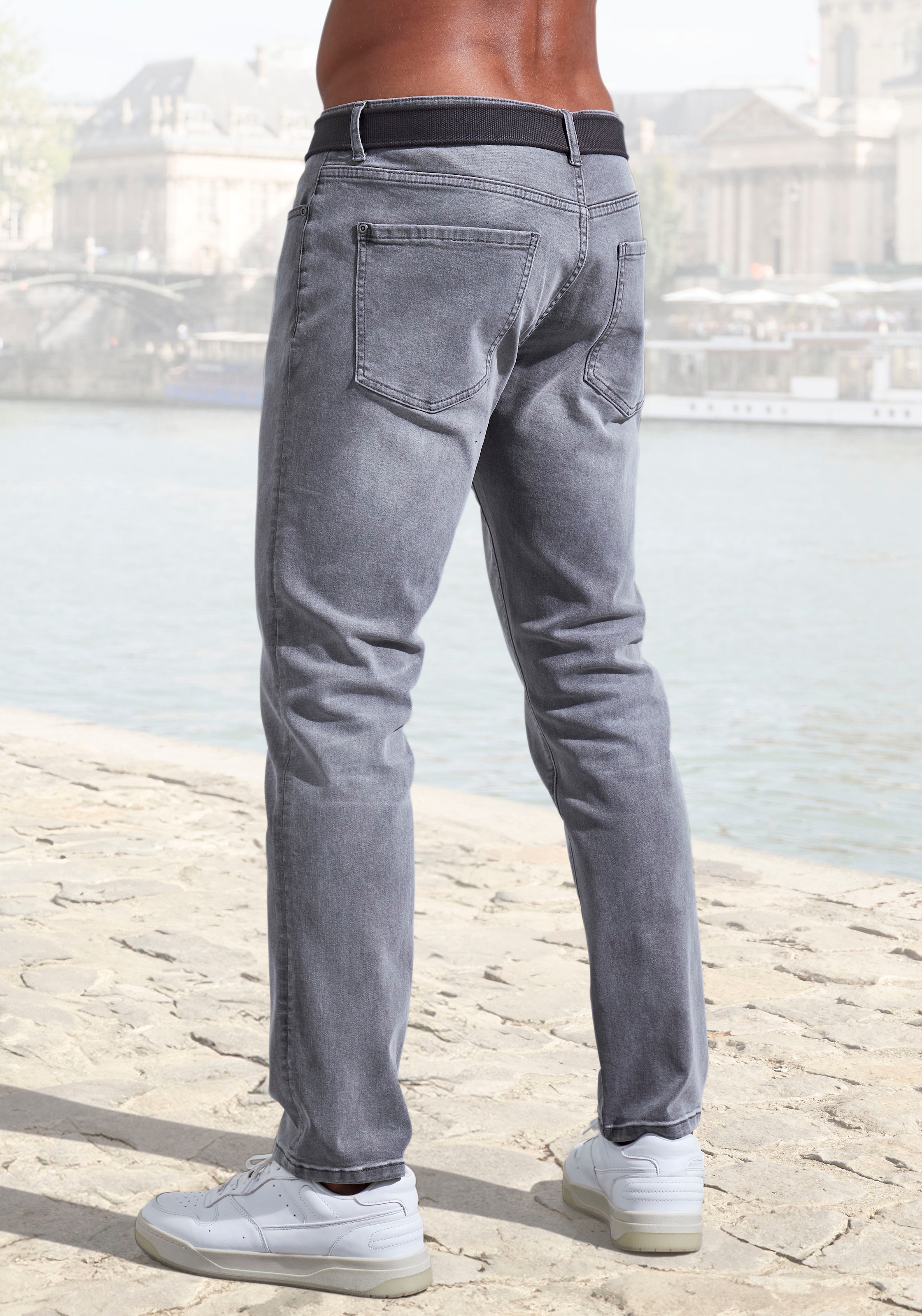 John Devin 5-Pocket-Jeans »Straight-fit Jeans«, aus elastischer Denim-Qualität