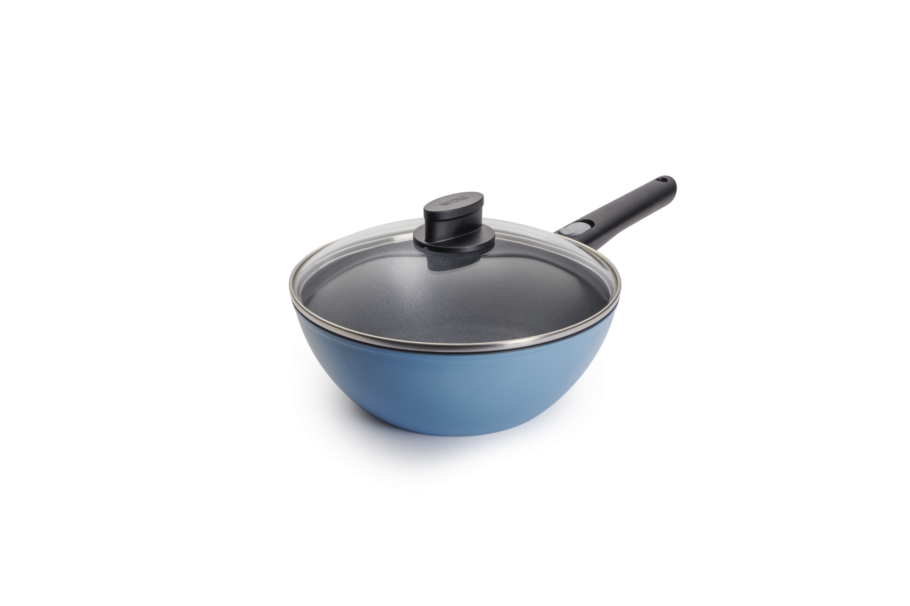 WOLL Wok "MADE IN GERMANY - Ecolour Ø 24 cm inkl. Deckel" Aluminiumguss Set, 2 tlg. abnehmbarer Stiel