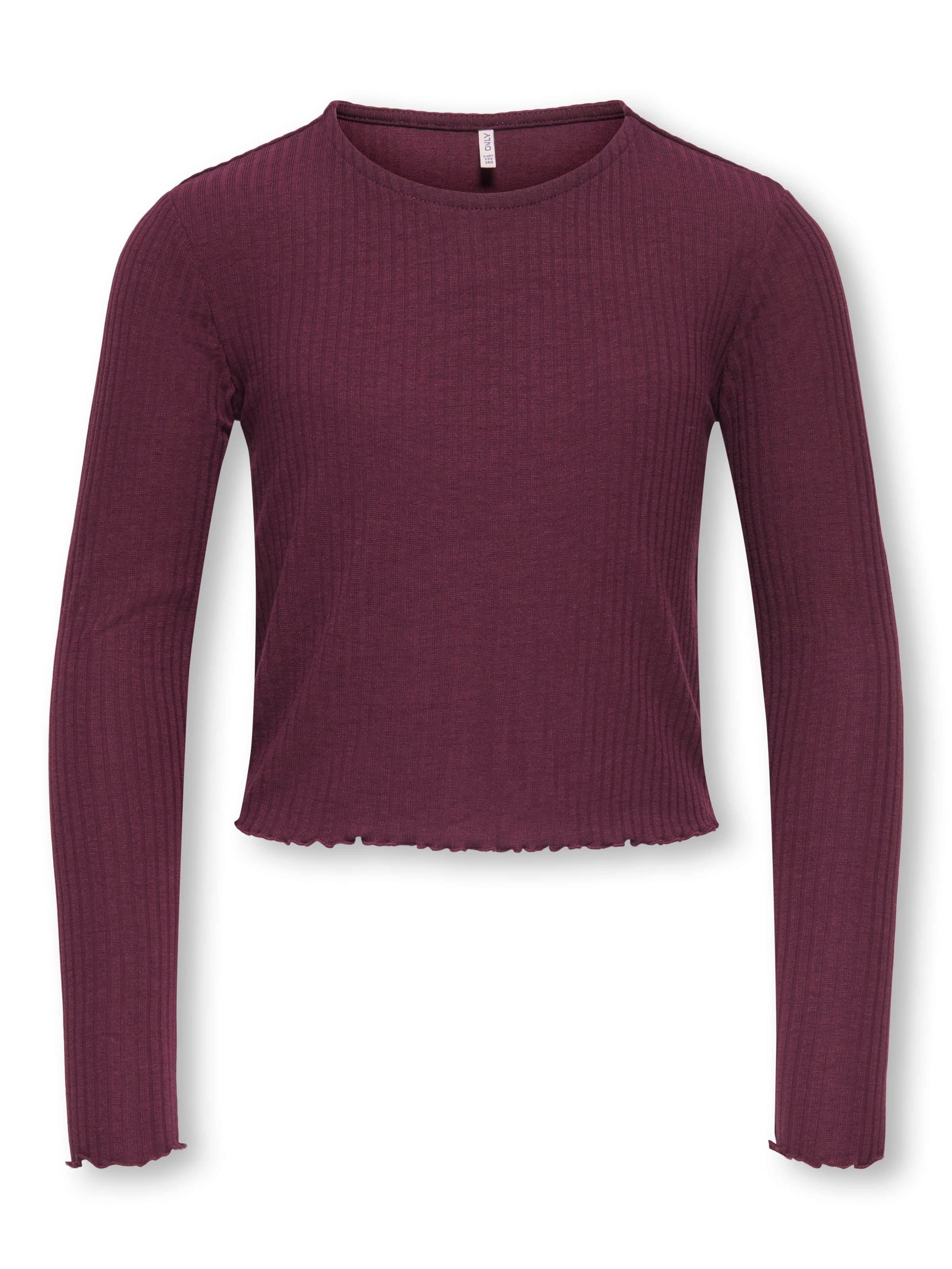 KIDS ONLY Langarmshirt »KOGNELLA L/S O-NECK TOP JRS NOOS« in kurzer Form und mit süßen Wellenkanten am Saum