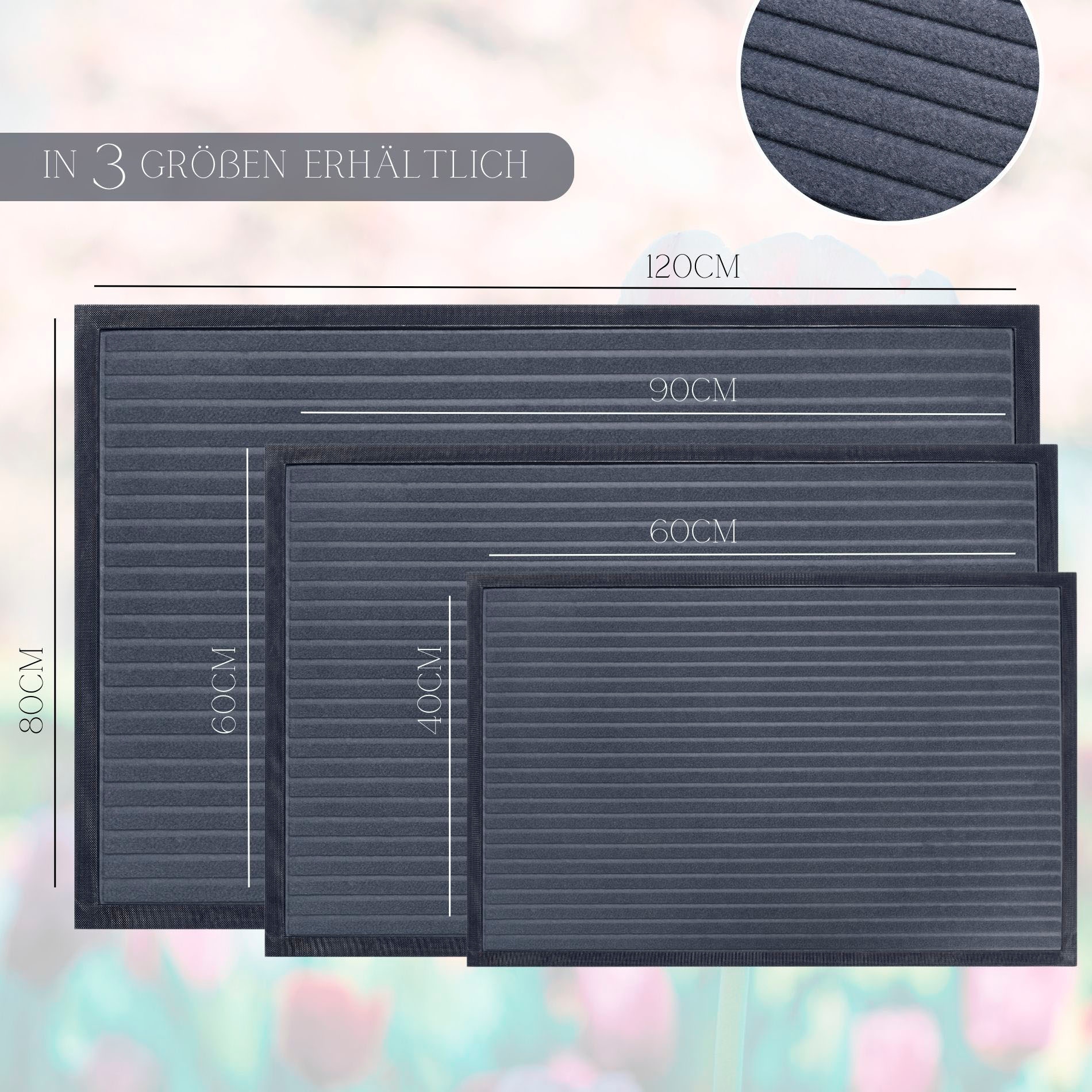 HANSE Home Fußmatte »High Low Striped Mat, Türmatte«, rechteckig, 5 mm Höhe, Schmutzfangmatte, rutschfest, waschbar, wetterfest, Innen, Außen, Flur