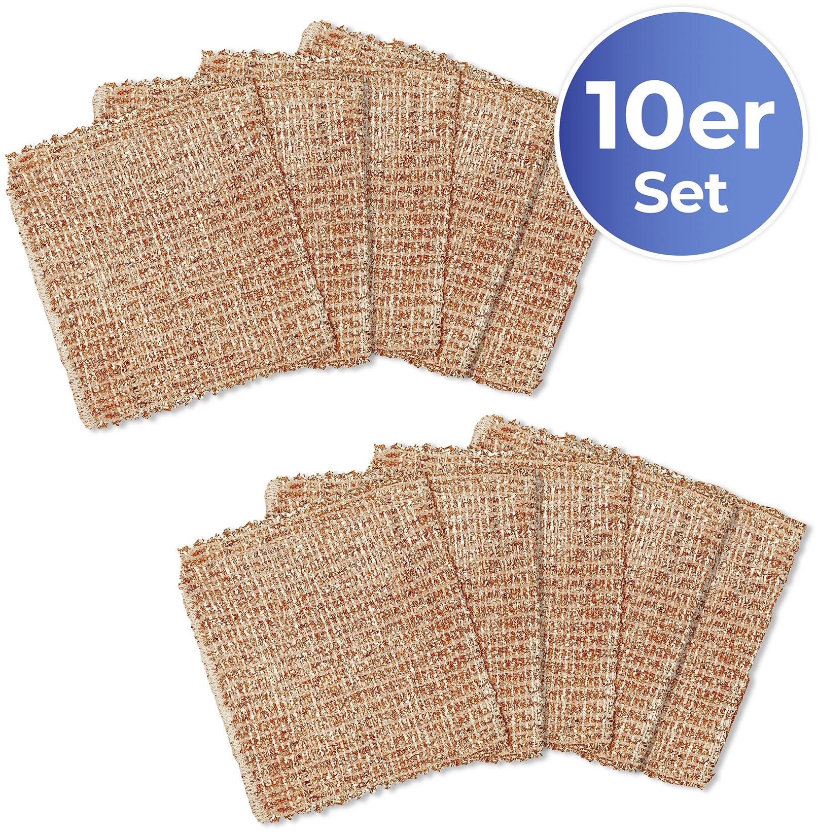 Maximex Reinigungstuch "Kupfertuch" ( 16 cm Set, 10 Stk. tlg. entfernt schonend hartnäckigen Schmutz, rostfrei & auswaschbar