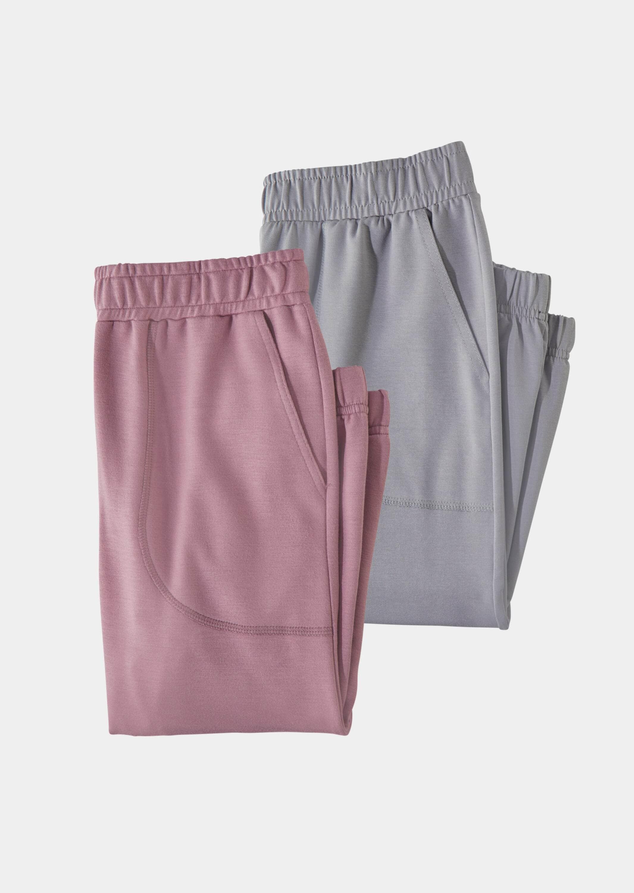 GOLDNER Damen 2-in-1-Hose "Freizeithosen im 2er-Pack", rosa, Gr. 44, Obermaterial: 64% Viskose CV. 30% Polyester PES. 6% Elasthan EL., Hosen