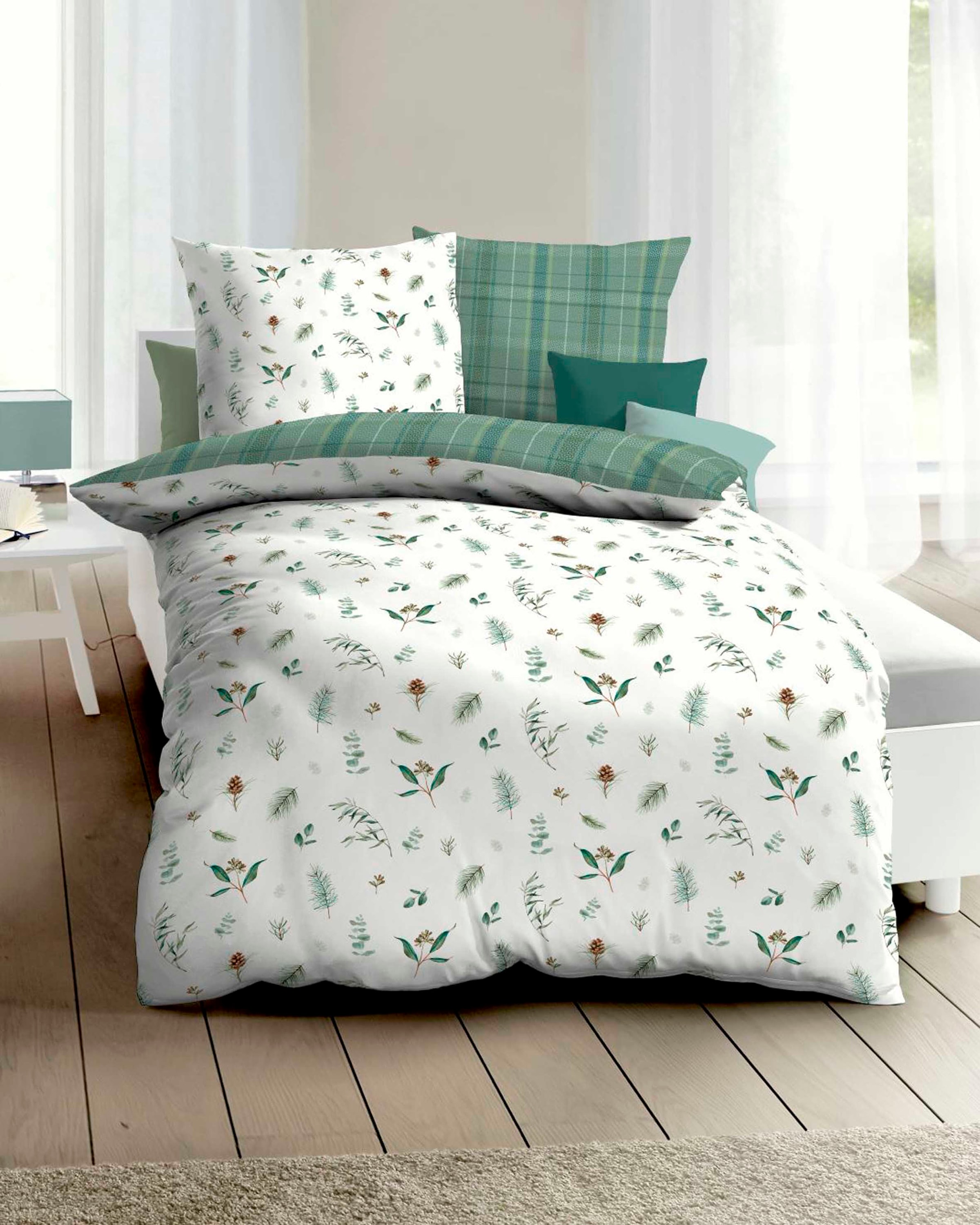 Kaeppel Bettwäsche "Winter Greens" 2 Stk. tlg. mit Blättern günstig online kaufen
