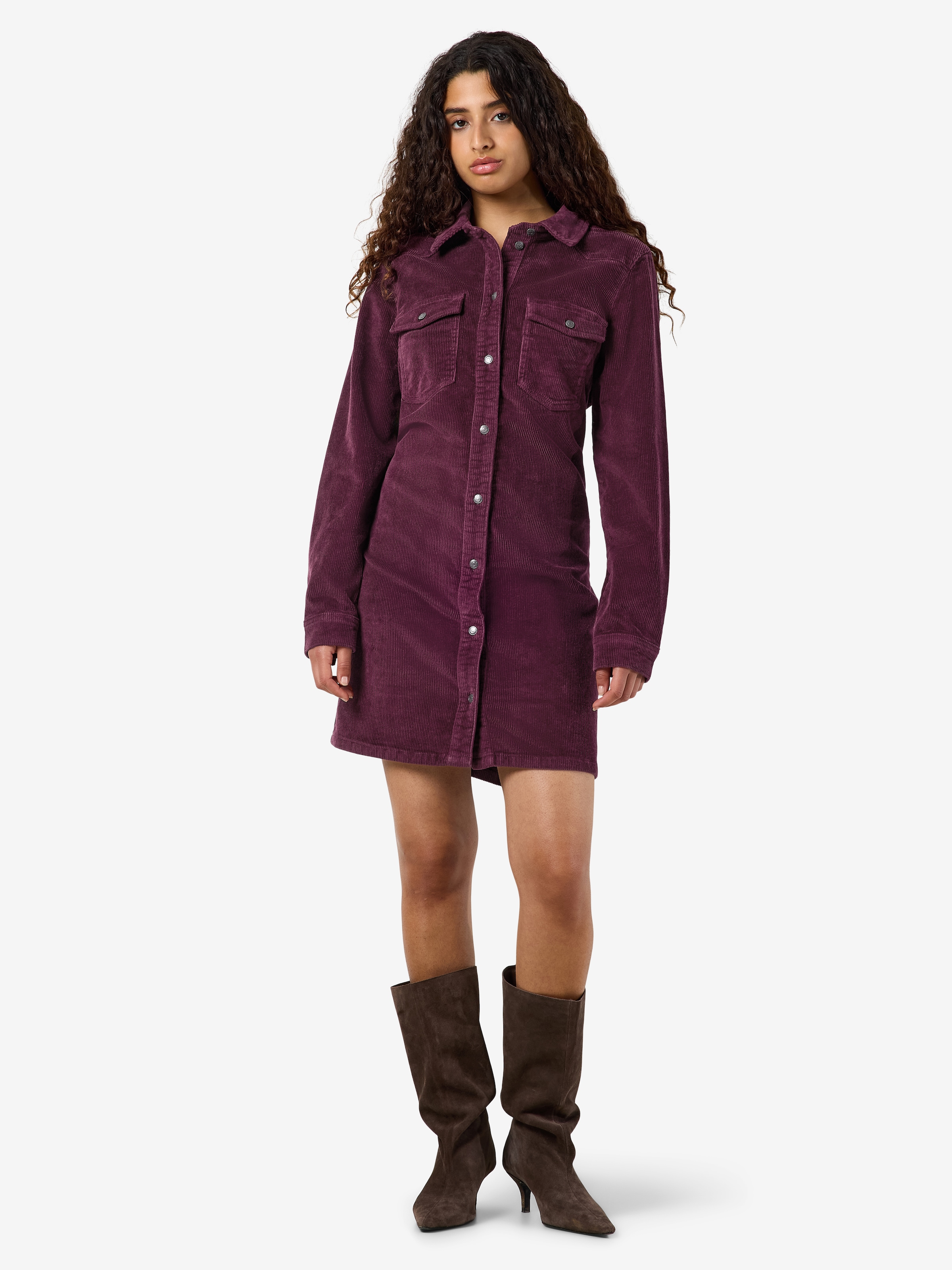 Noisy may Cordkleid »NMCORD NEW SIGNE L/S DRESS NOOS« Brusttaschen Baumwollmischung