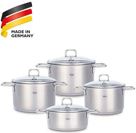 Fissler Topf-Set "Hamburg", Edelstahl 18/10, (Set, 4 tlg., je 1 Kochtopf Ø 16, 20, 24 cm, 1 Bratentopf Ø 20 cm, mit Deck