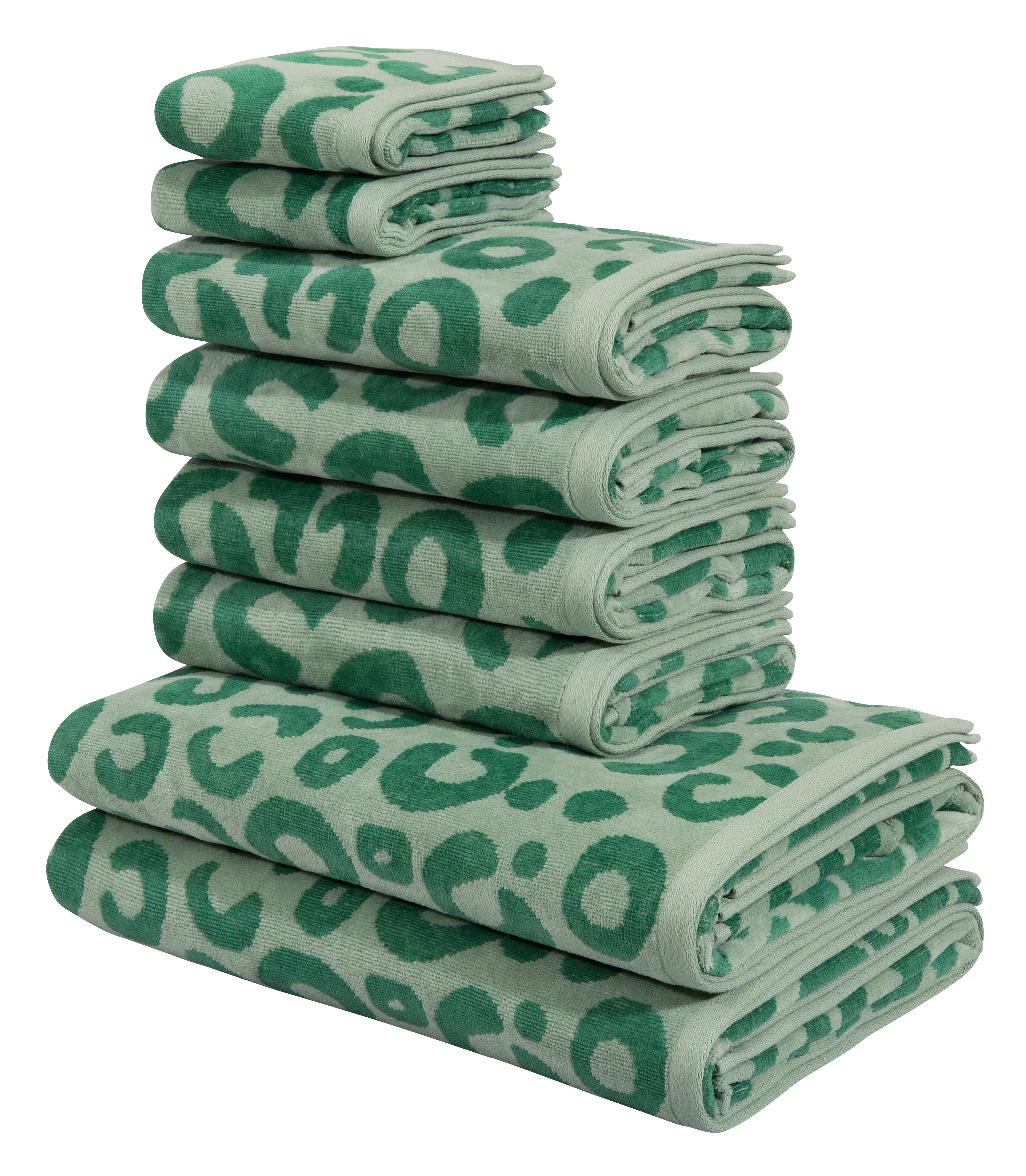 OTTO home Handtuch Set "Anna Leopardenmuster, 8-tlg Handtuch-Set, 100% Baumwolle" Set 8 tlg. Frottiervelours Duschtücher, Handtücher und Gästetücher, weich, modern, Animal Print