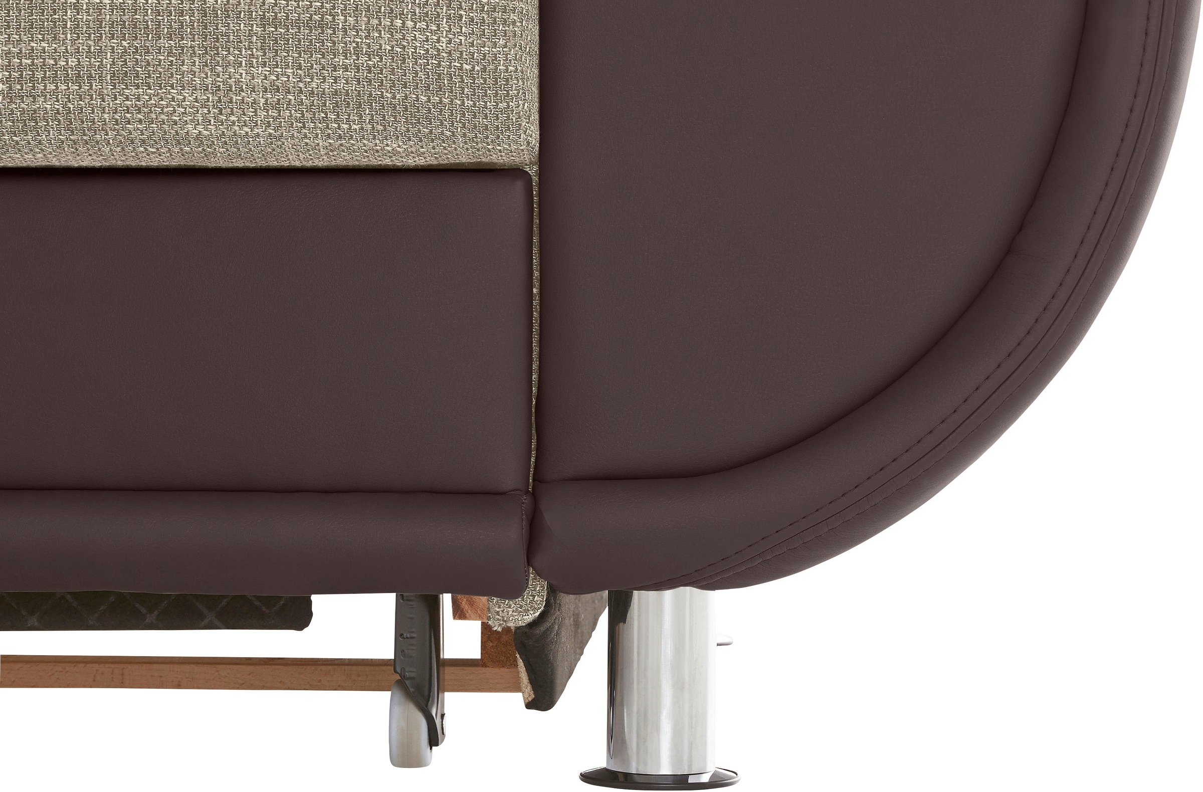 TRENDMANUFAKTUR Ecksofa »Rondo 3, zeitlos und bequem, Materialmix, breite Armlehnen, L-Form«, wahlweise mit Federkern für mehr Komfort, wahlweise mit Bettfunktion
