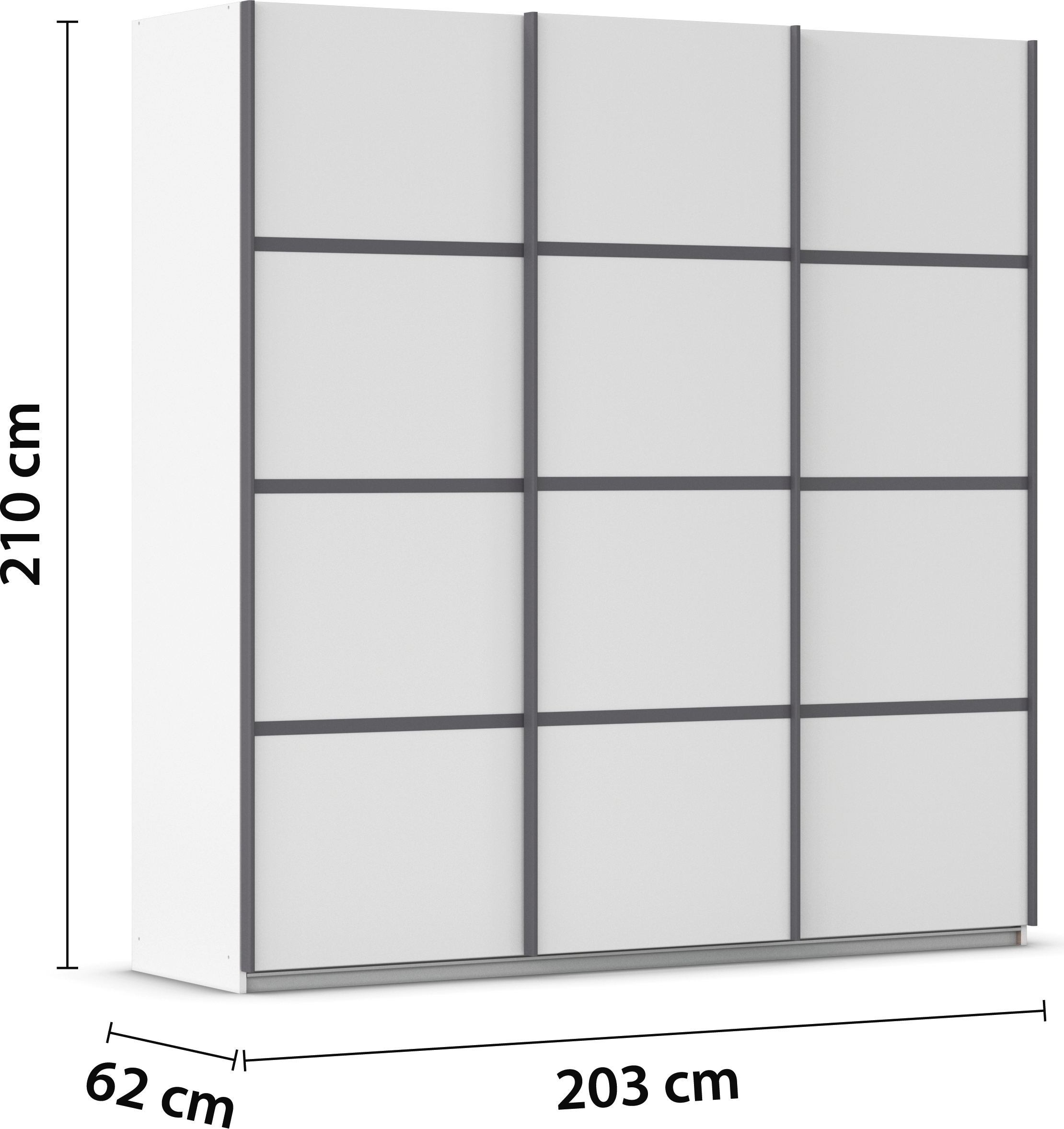 rauch Kleiderschrank »Schwebetürenschrank OTTO´s Choice Garderobe Schrank TOP ANGEBOT Avola«, (in 3 verschiedenen Ausstattungen BASIC/CLASSIC/PREMIUM), mit eleganten Zierleisten in Chrom, Schwarz oder Weiß MADE IN GERMANY