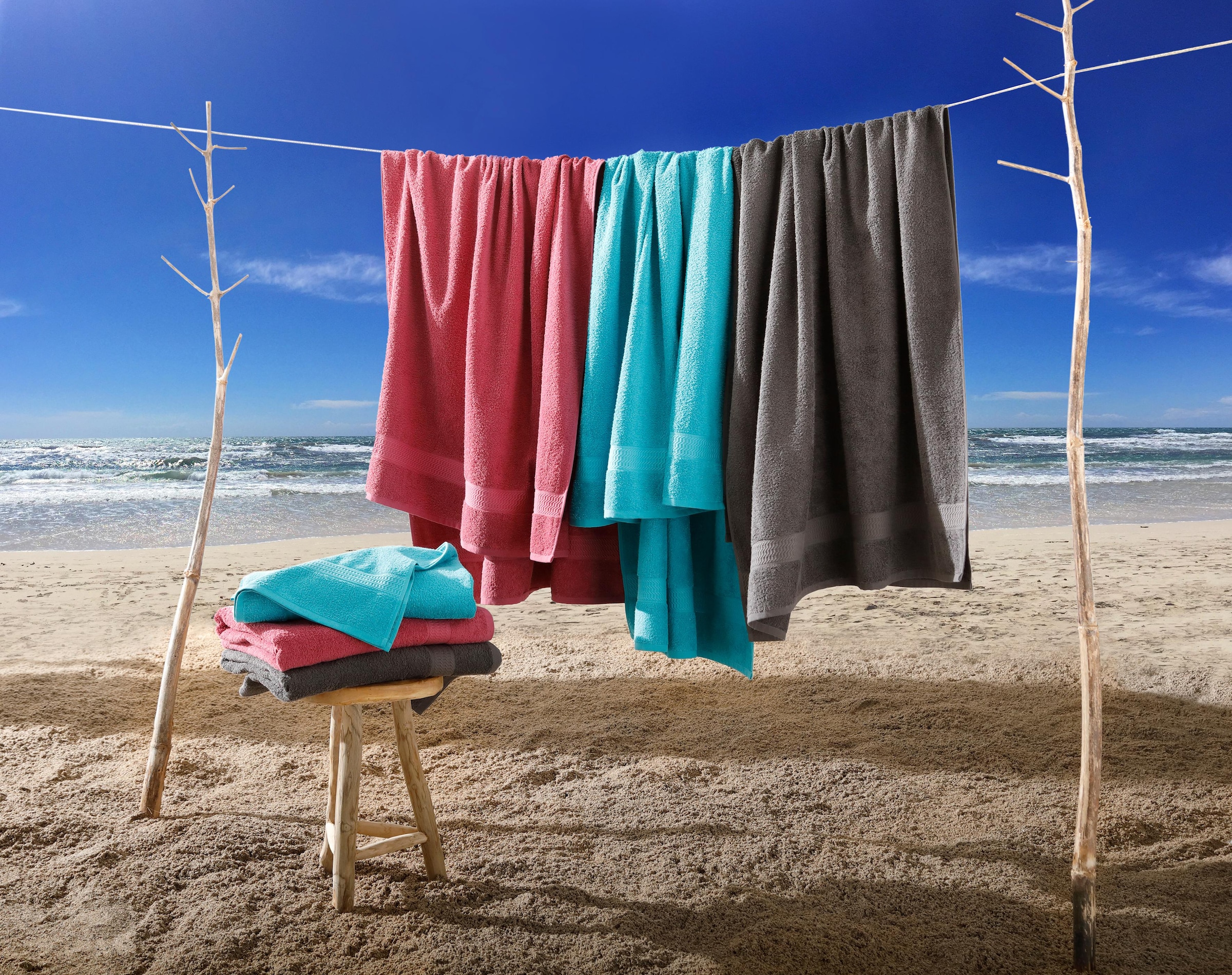 my home Strandtücher »Juna«, (2 St.), Badetuch, Set und als Serie,  Handtuch-Set, Uni-Farben, 100% Baumwolle bestellen | BAUR