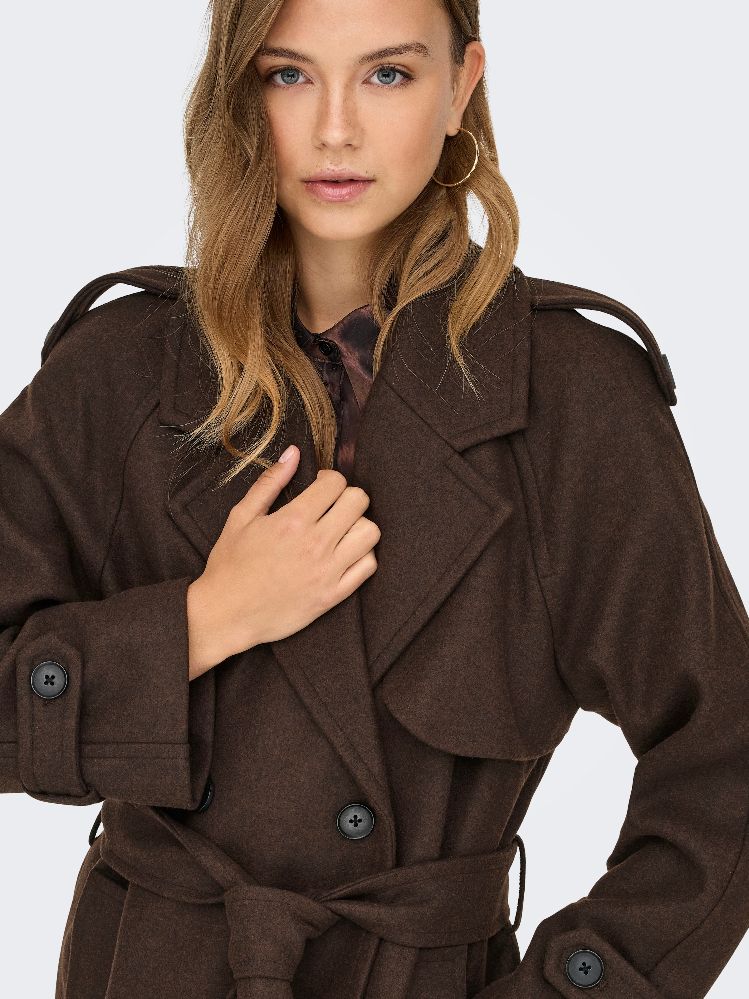 ONLY Langmantel »ONLDEAR-TRILLION LONG BELT COAT PNT NOOS« Kunstfaser