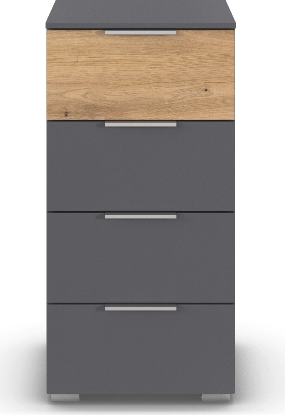 OTTO home Schubkastenkommode "Highboard Sideboard Schubladenkommode Kommode Schlafzimmer ASTANA" Breite 40 cm / Höhe 81 cm, mit 4 geräumigen Schubladen, Kantengriff in Alufarben MADE IN GERMANY