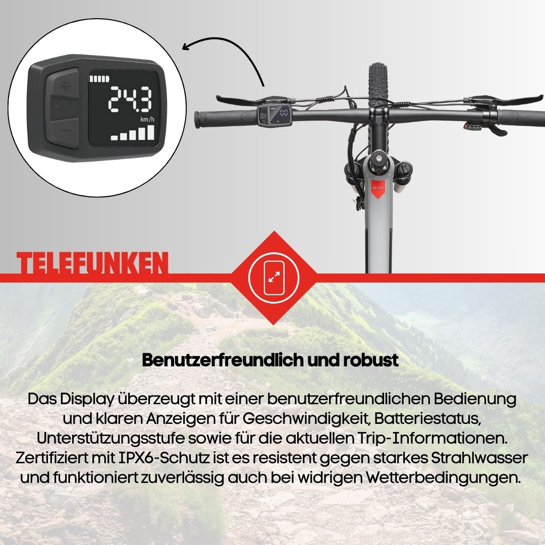 Telefunken E-Bike »Aufsteiger M921«, 7 Gang, Shimano, Heckmotor 250 W, (29 Zoll, Scheibenbremsen), Pedelec, Elektrofahrrad für Damen u. Herren, MTB, Mountainbike