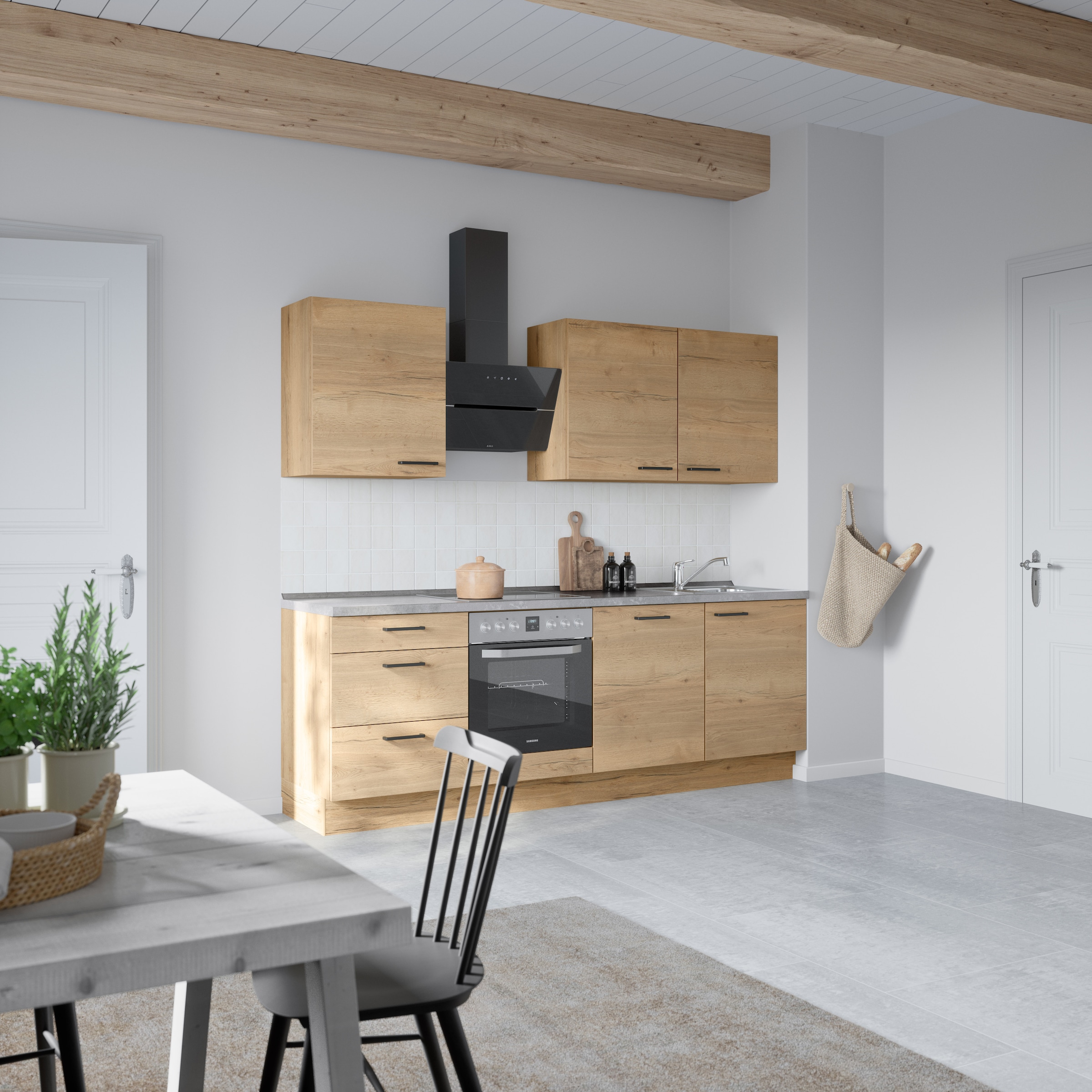 nobilia® Küchenzeile »"Structura II"«, vormontiert, Ausrichtung wählbar, Breite 240 cm, wahlw. mit E-Geräten