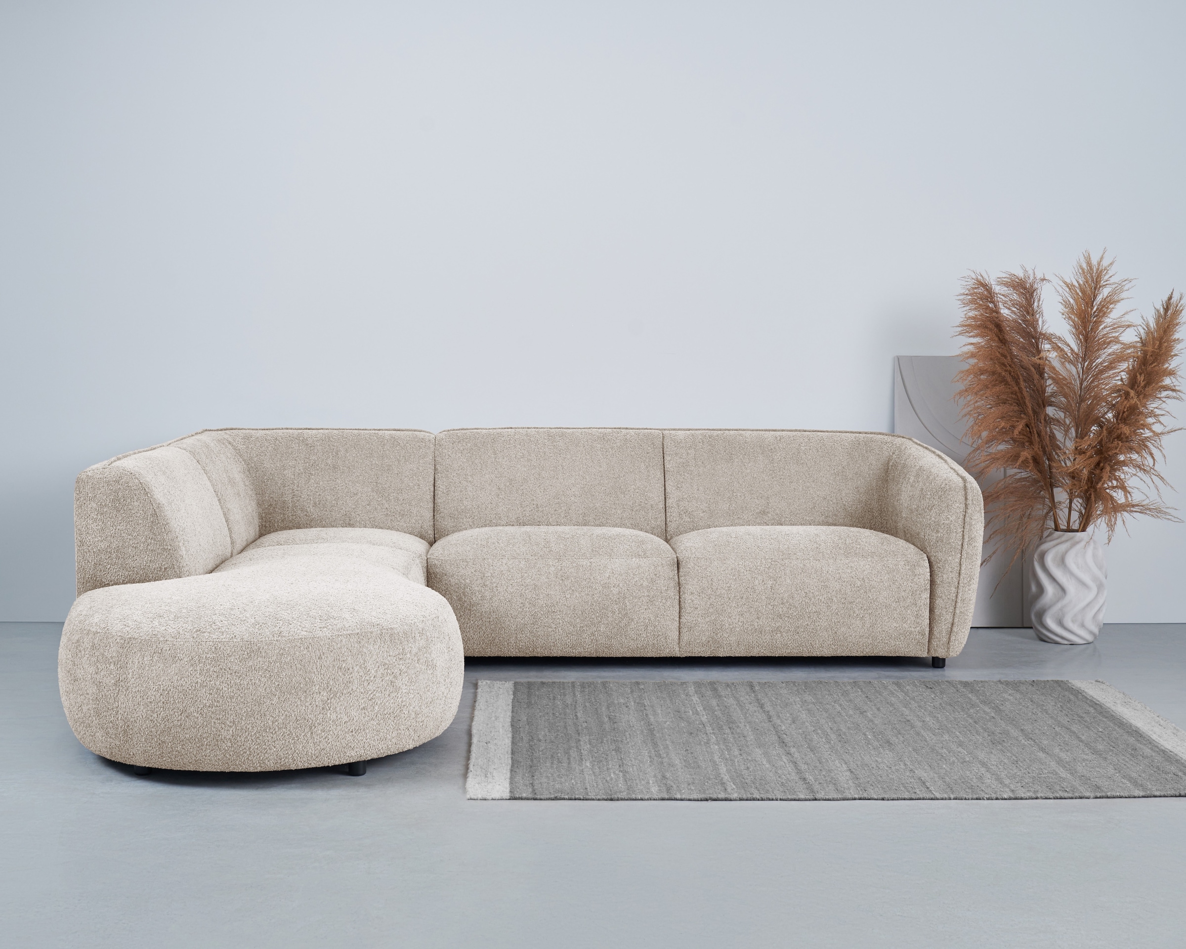 OTTO home Ecksofa "OSTRUP Rundsofa, L-Form, Naturtöne, Boucle oder Chenille" Breite 273 cm, organische Form mit sanften Rundungen