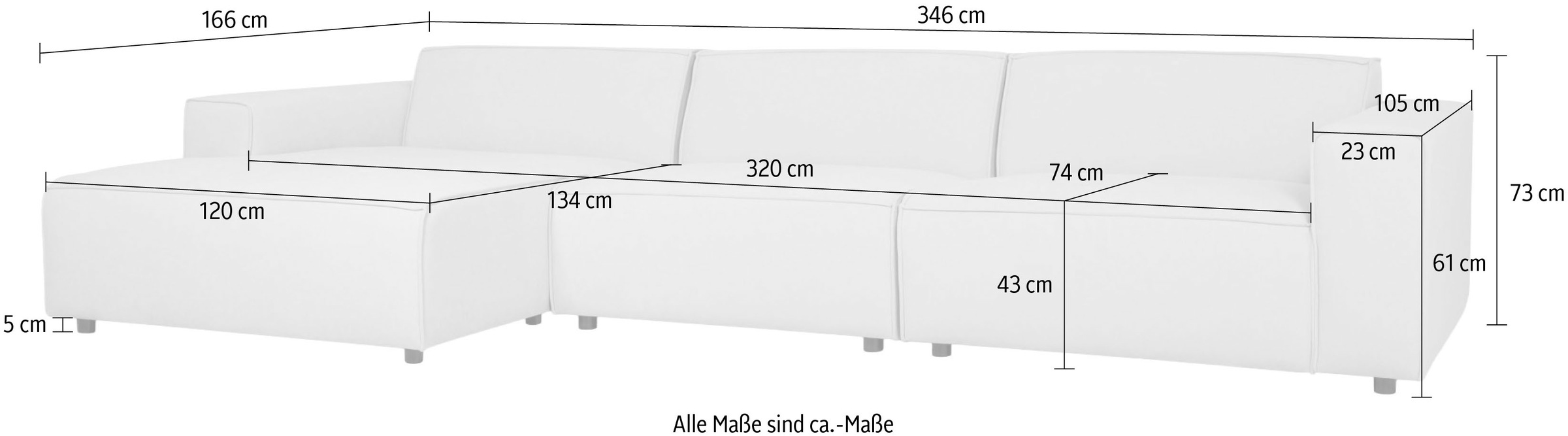OTTO home Ecksofa »Jorrena, extra weicher Chenille-Stoff« L-Form, 3 Komfortstufen, Breite 346 cm, mit Wellenunterfederung