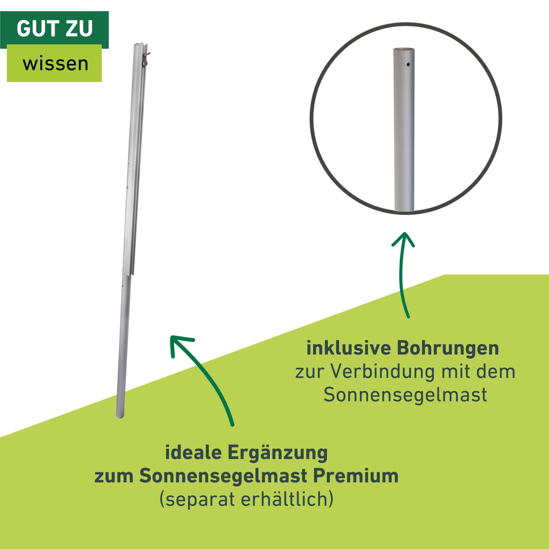 Windhager Bodenhülse »Premium aus Aluminium zur Befestigung eines Sonnensegelmastes« 1 Stk. tlg. Pfostenträger frostsicher, Hülsenlänge 90 cm, silber