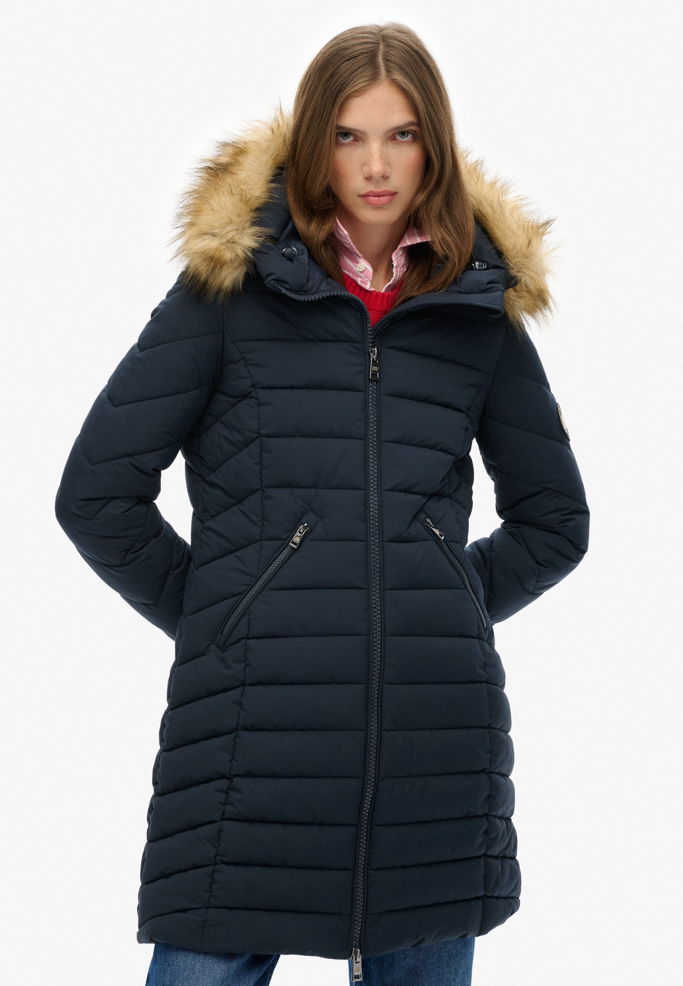 Superdry Steppjacke "FUJI FAUX FUR HOOD MID LENGTH" mit Kapuze günstig online kaufen