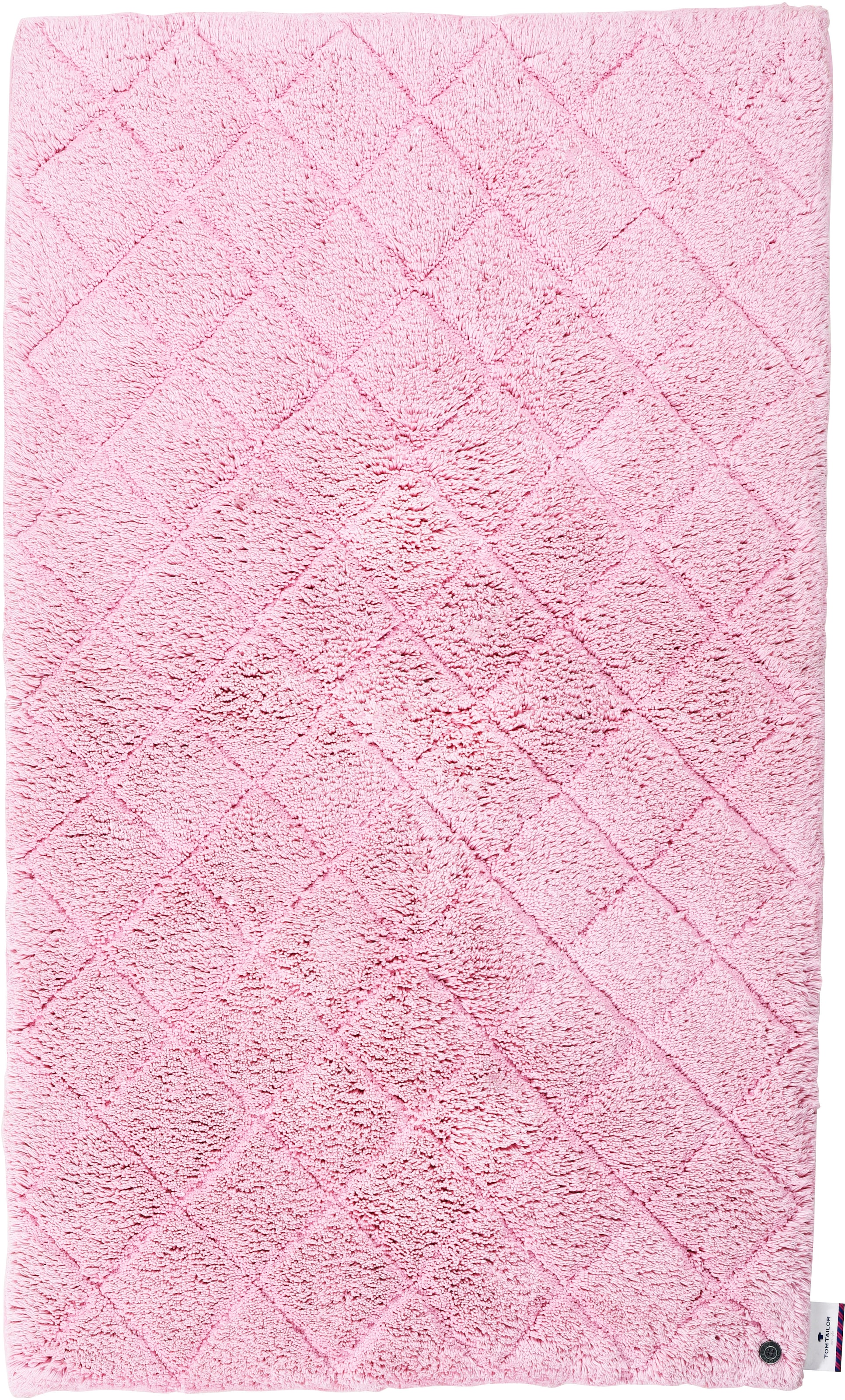 TOM TAILOR HOME Badematte »Cotton Diamond«, rutschhemmend beschichtet, fußbodenheizungsgeeignet-strapazierfähig, Uni Farben, Pastell Farben, Rauten, reine Baumwolle, weich & kuschelig
