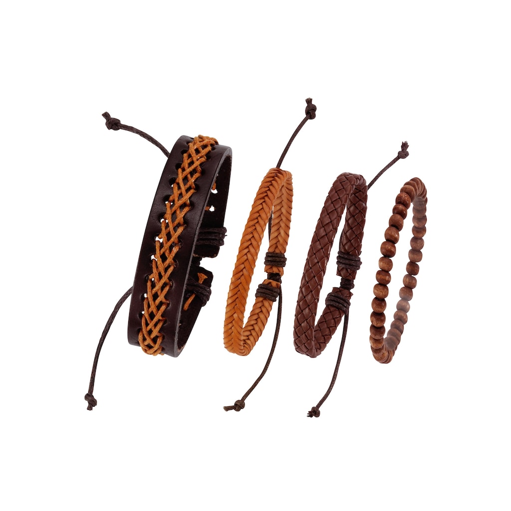Firetti Armband Set »kann auch einzeln getragen werden«, (Set, 4 tlg.), mit Holzperlen
