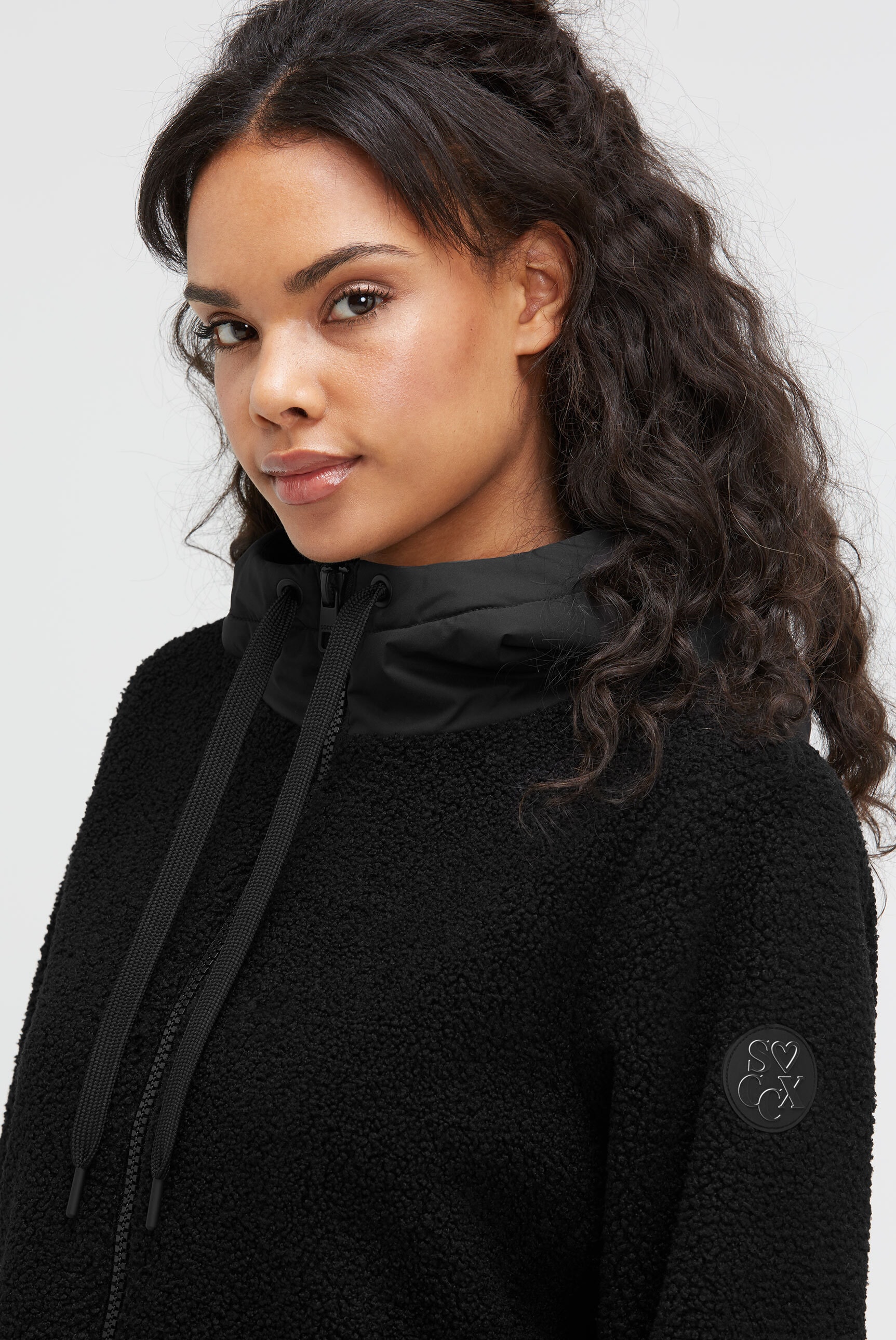 SOCCX Kurzmantel in Bouclé-Strick-Optik