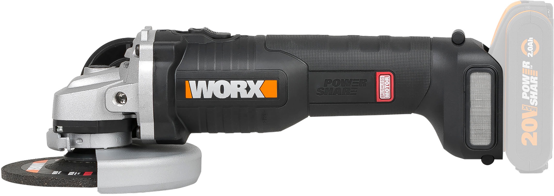 Worx Akku-Winkelschleifer »WX812.9 NITRO«, 125mm Schleifscheibe, 8500 U/min, Brushless-Motor, ohne Akku&Ladegerät
