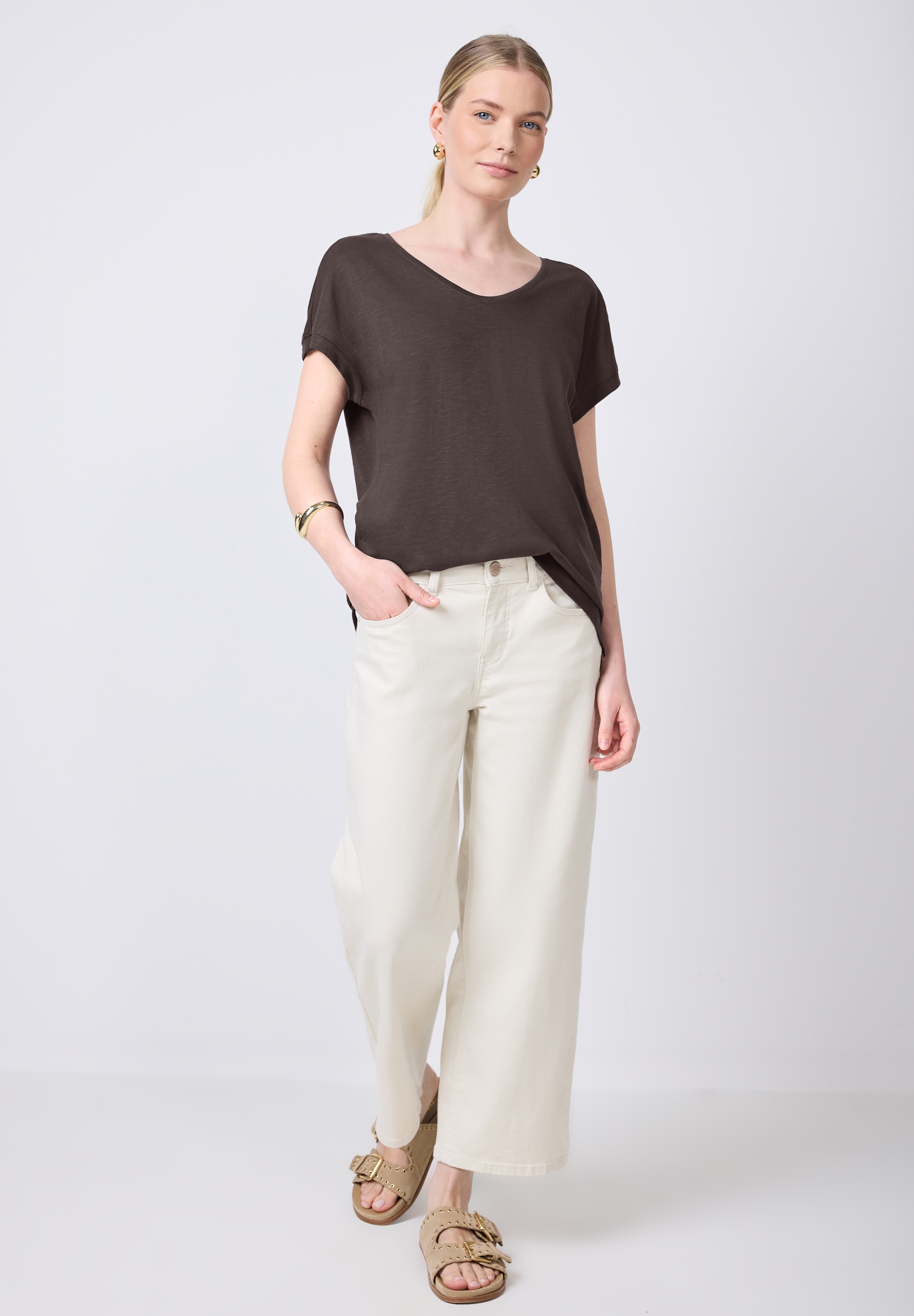 STREET ONE STUDIO V-Shirt, im soften Baumwoll-Mix