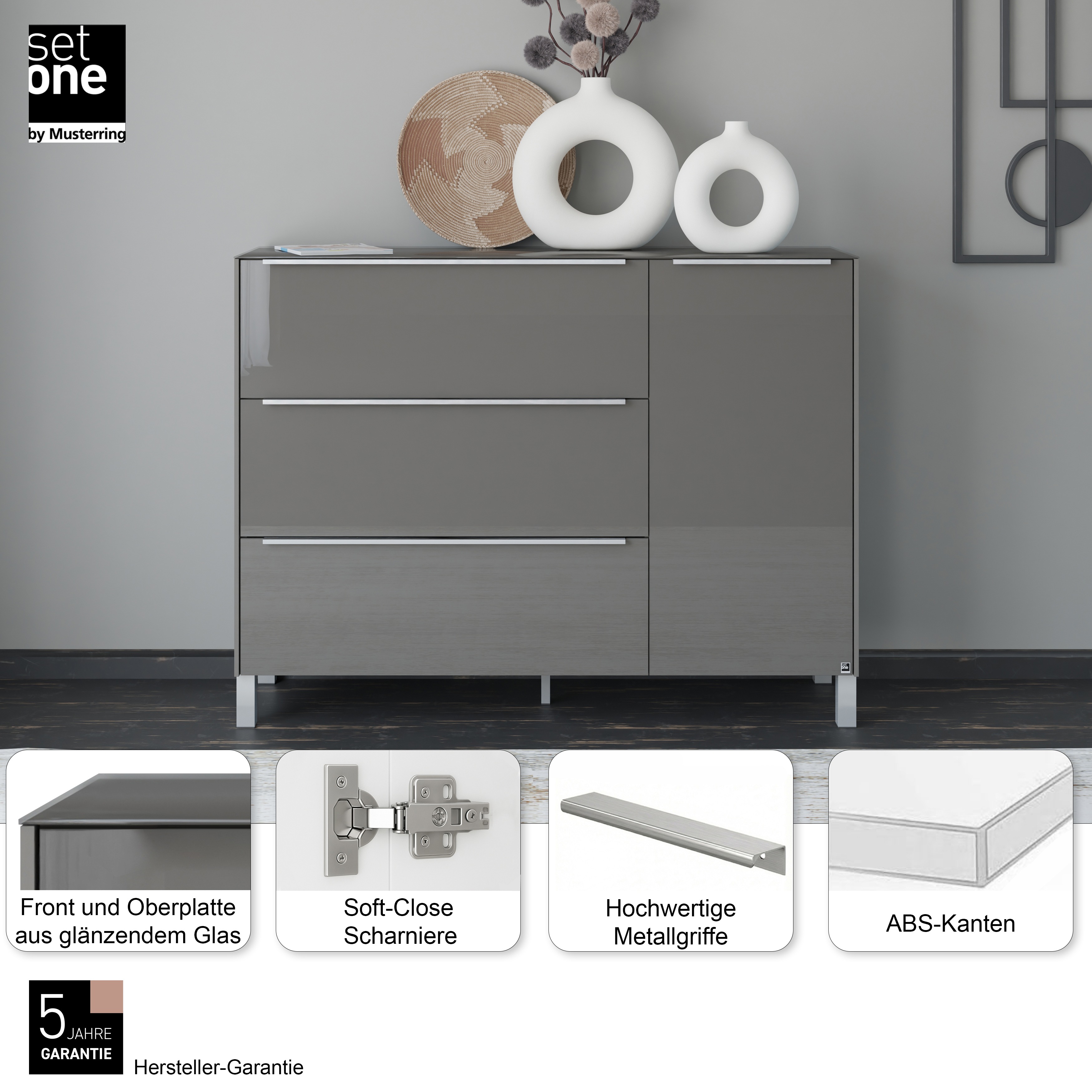 Thumbnail - set one by Musterring Sideboard "Reno" 1 Stk. tlg. Mit Vierkantfuß in diversen Farben, 106 cm Höhe & Farbauswahl