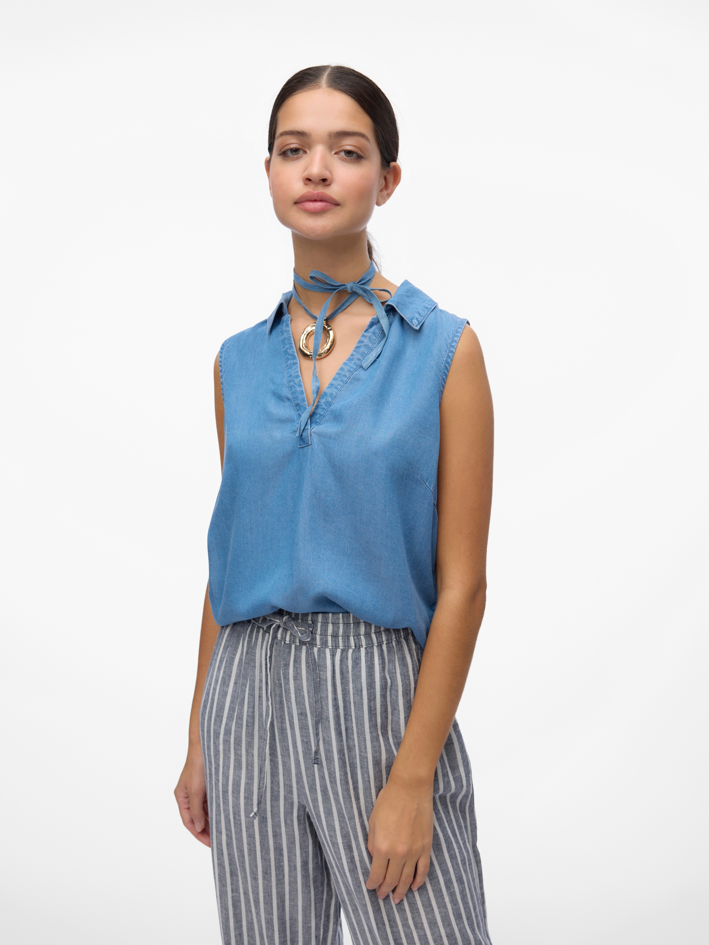 Vero Moda Shirttop »VMHARPER SL COLLAR SHORT TENCEL TOP GA« Viskose, regular fit