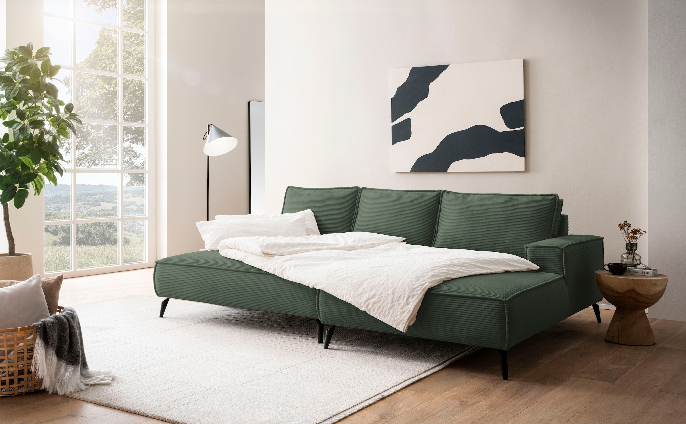andas Sitzgruppe »TVINNU, Polsterecke L-Form, Schlaffunktion, mit Hocker«, (Set, 2 tlg.), stellbar zum Schlafsofa (Krokodilverbinder)