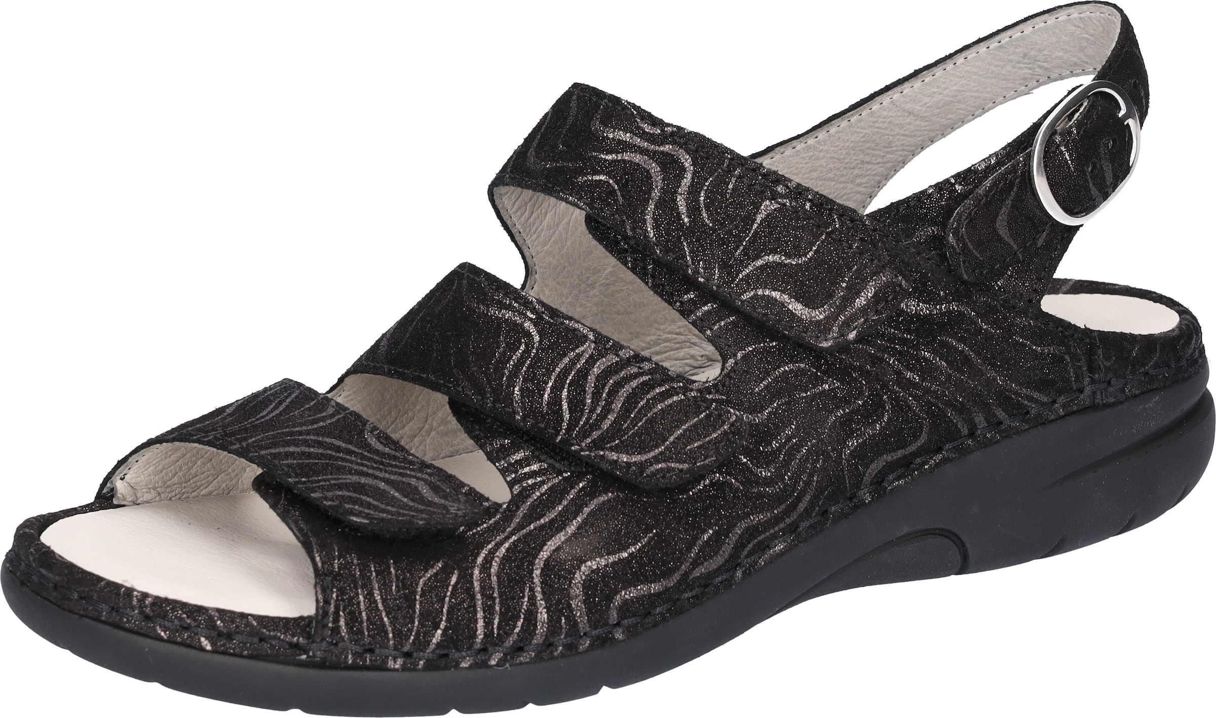 Waldläufer Riemchensandale "GUNNA", Sommerschuh, Sandalette, Keilabsatz, in Metallic-Optik, G-Weite