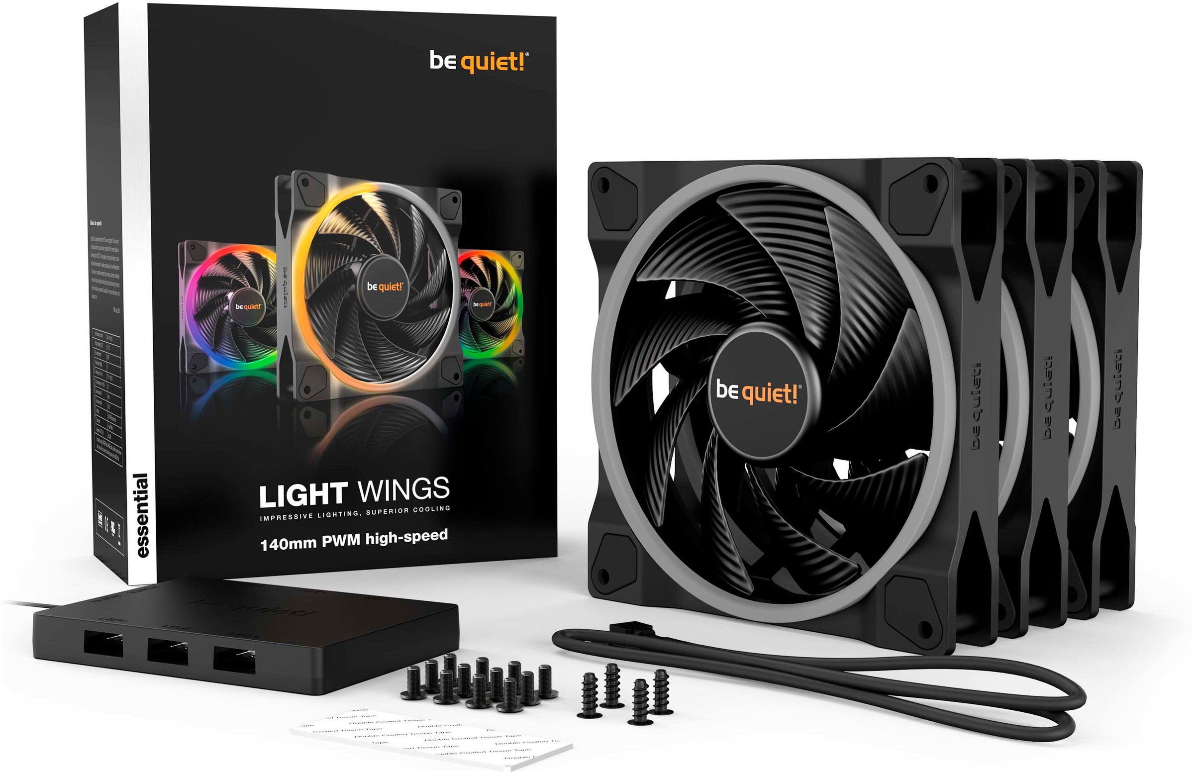 be quiet! Gehäuselüfter »Light Wings 140mm PWM Triple Pack high-speed«, (Packung, 3 St.)